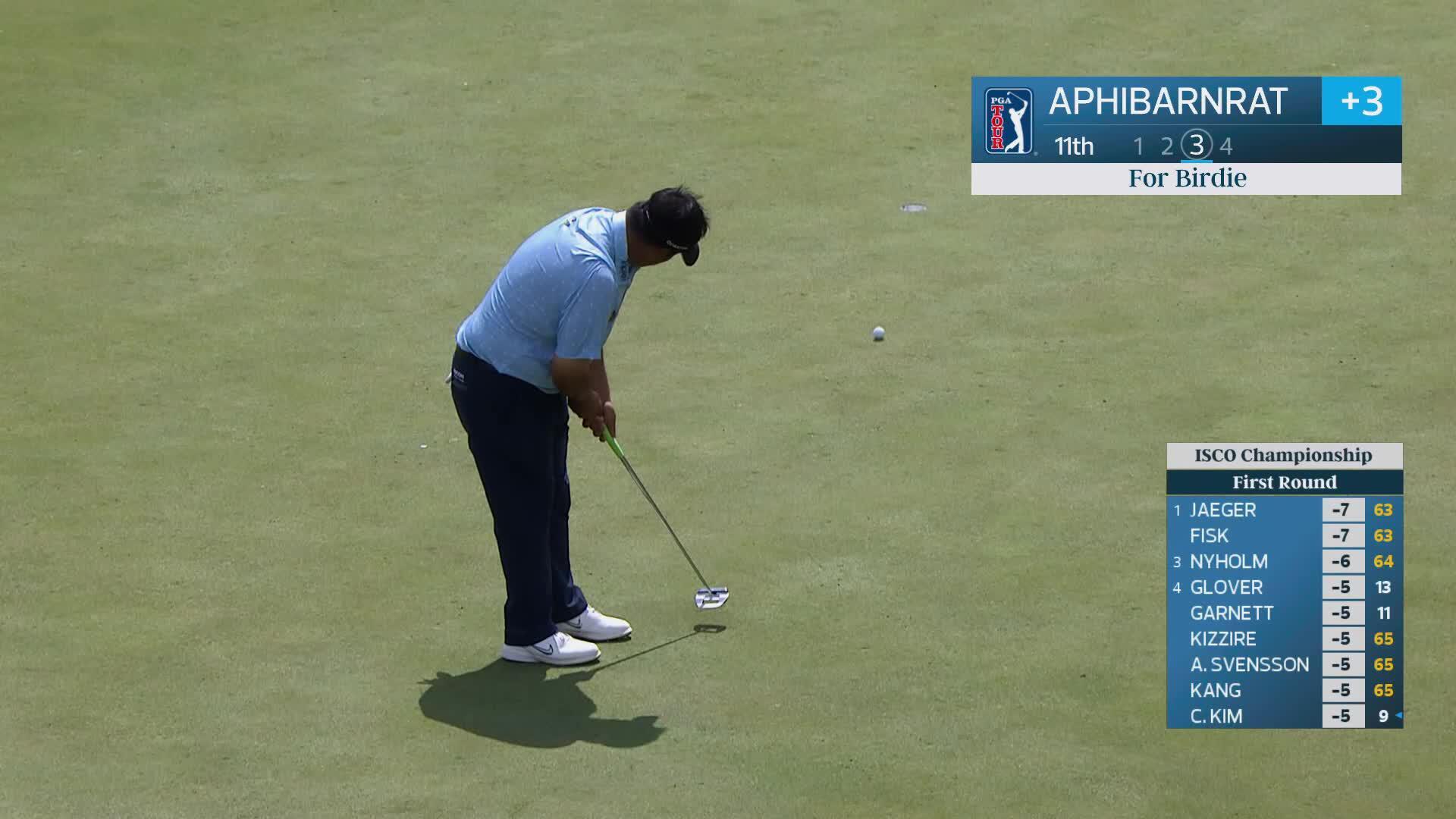 Kiradech Aphibarnrat sinks 17-foot putt for birdie on No. 11 at ISCO Championship