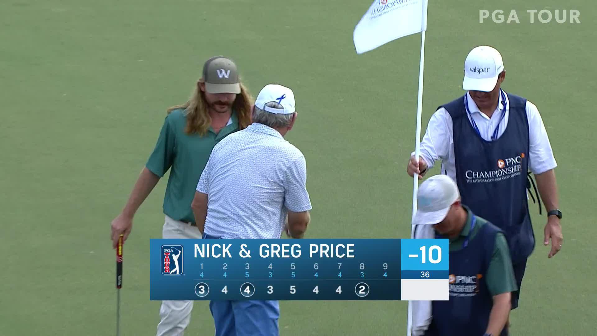 Nick Price drains long birdie putt at PNC Championship