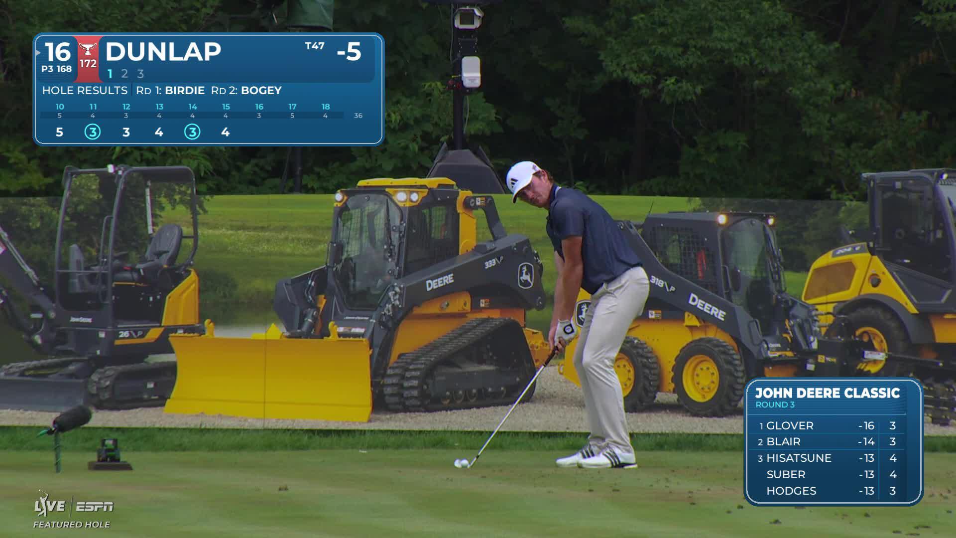 Nick Dunlap hits tee shot to 7 feet, sets up birdie on No. 16 at John Deere