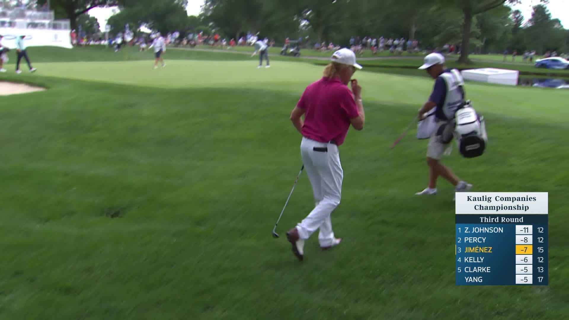 Miguel Angel Jiménez makes birdie on No. 16 at Kaulig Companies Championship