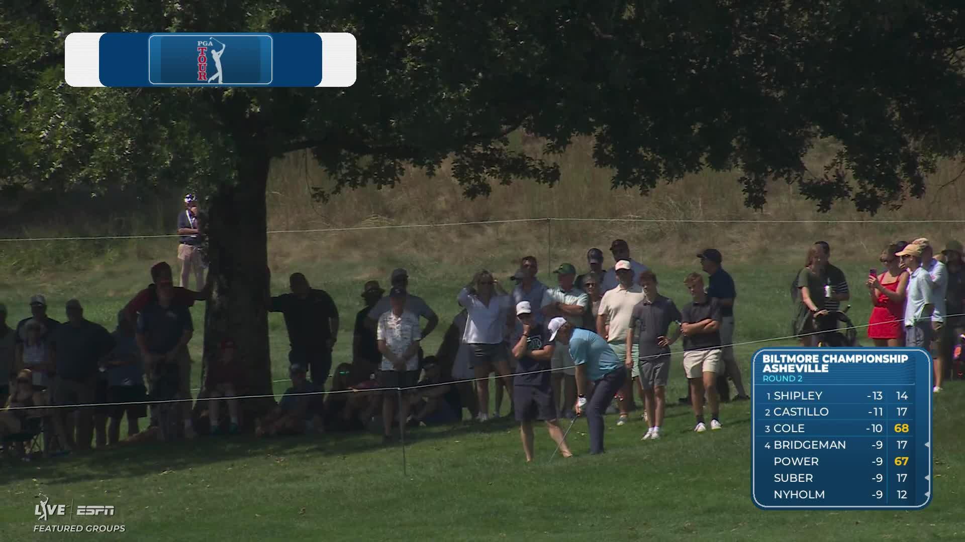 Neal Shipley's 120-yard approach sets up birdie on No. 15 at Biltmore Championship