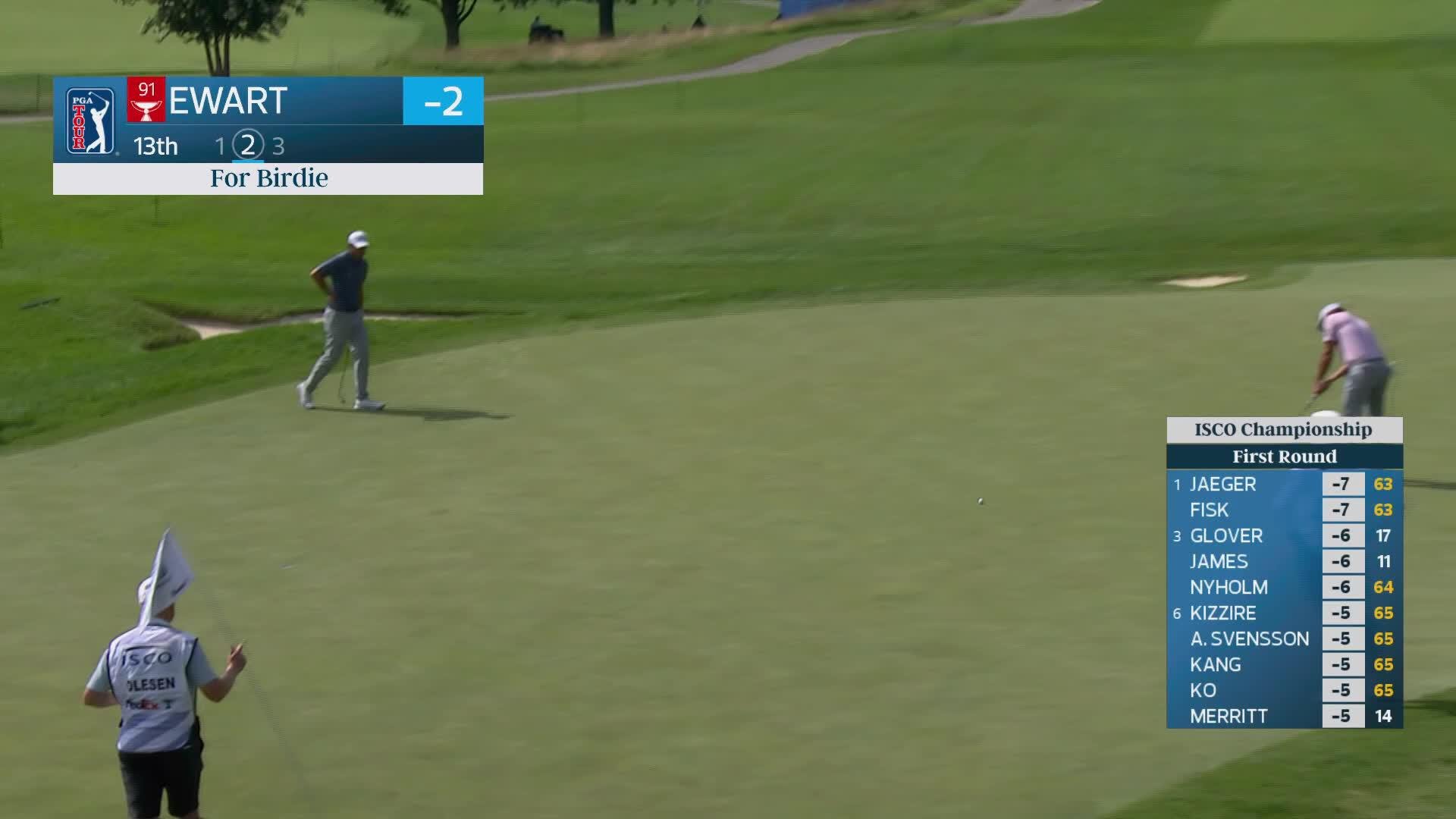 A.J. Ewart sinks 33-foot birdie putt on No. 13 at ISCO Championship