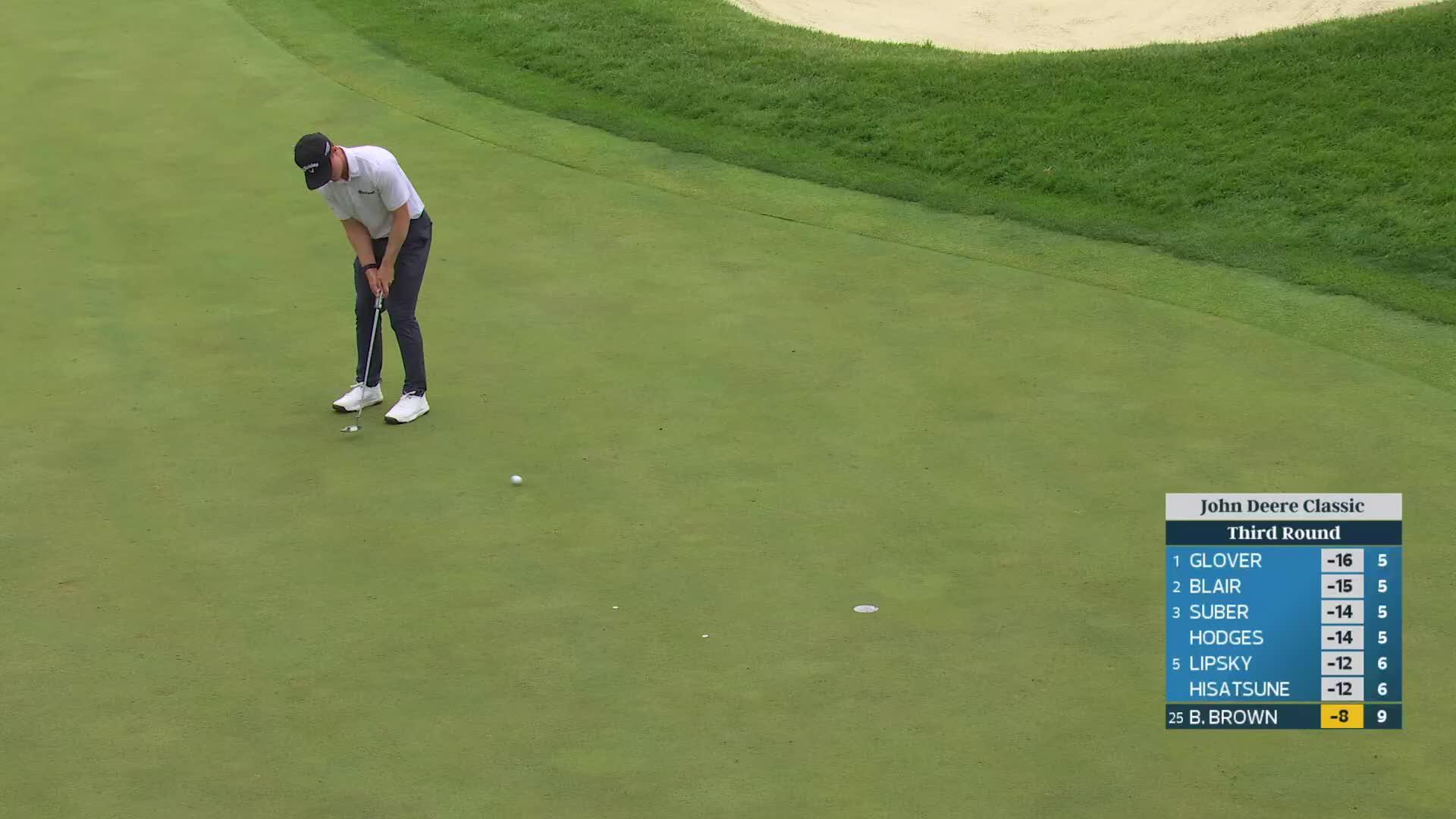 Blades Brown sinks 13-foot birdie putt on No. 10 at John Deere