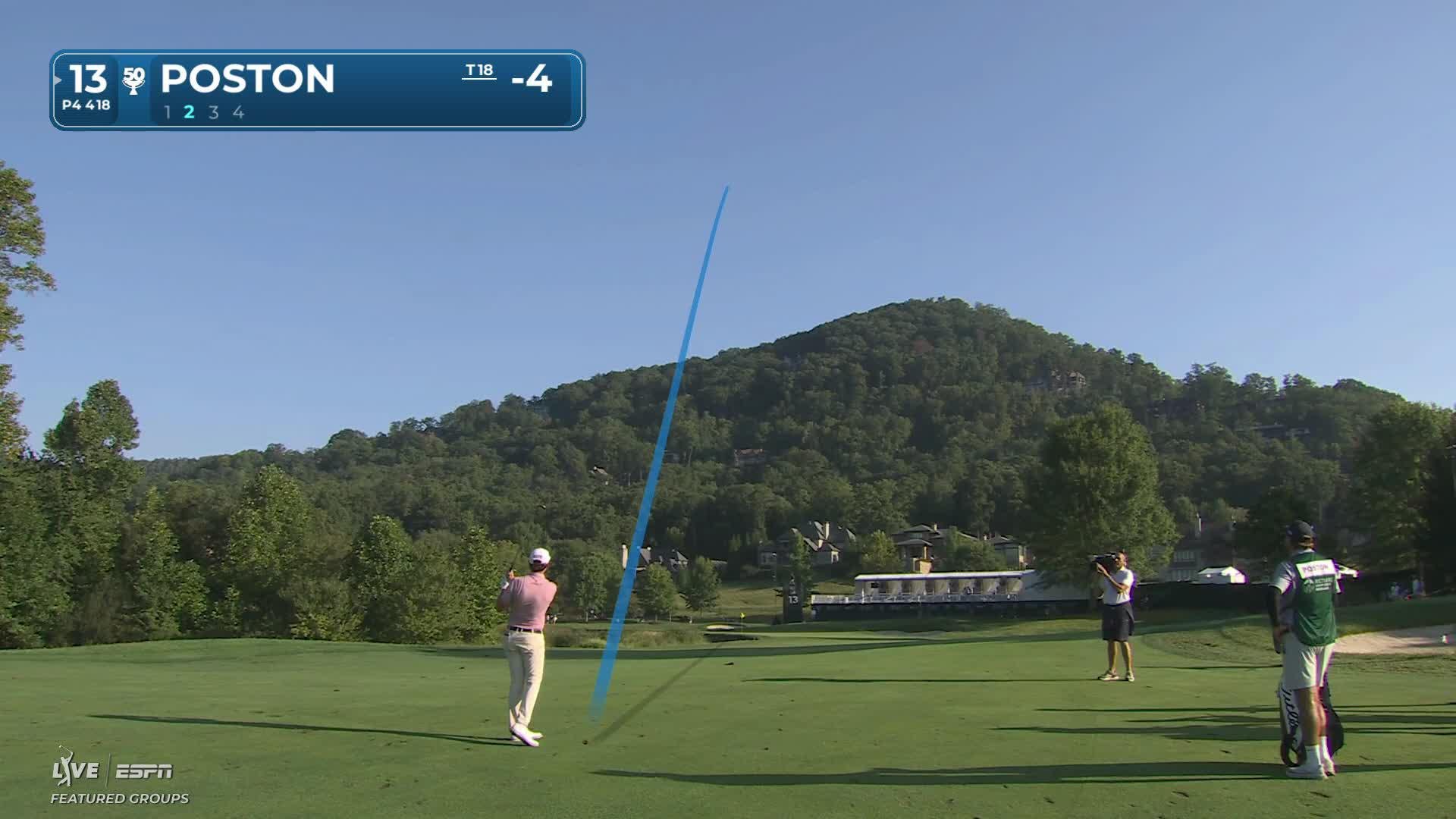 J.T. Poston gets up-and-down from 117 yards for birdie on No. 13 at Biltmore Championship