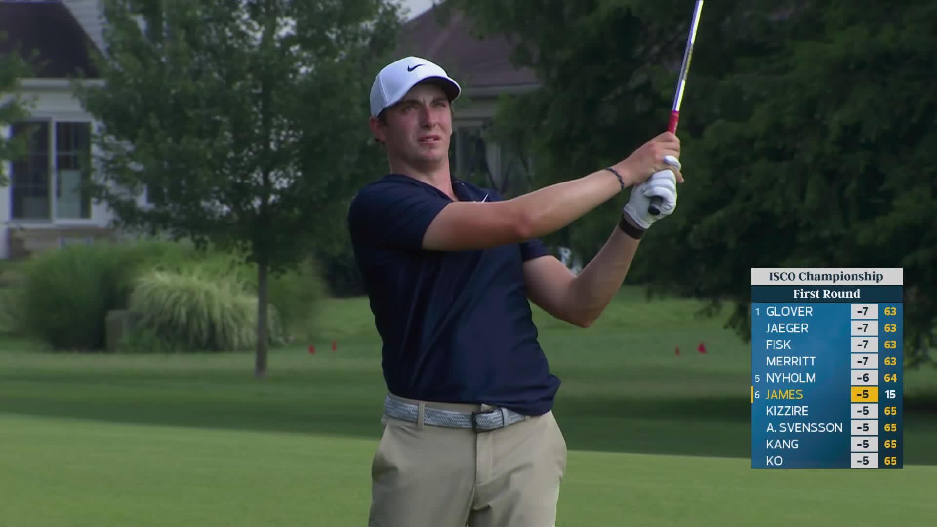 Benjamin James's 121-yard approach sets up par on No. 16 at ISCO Championship