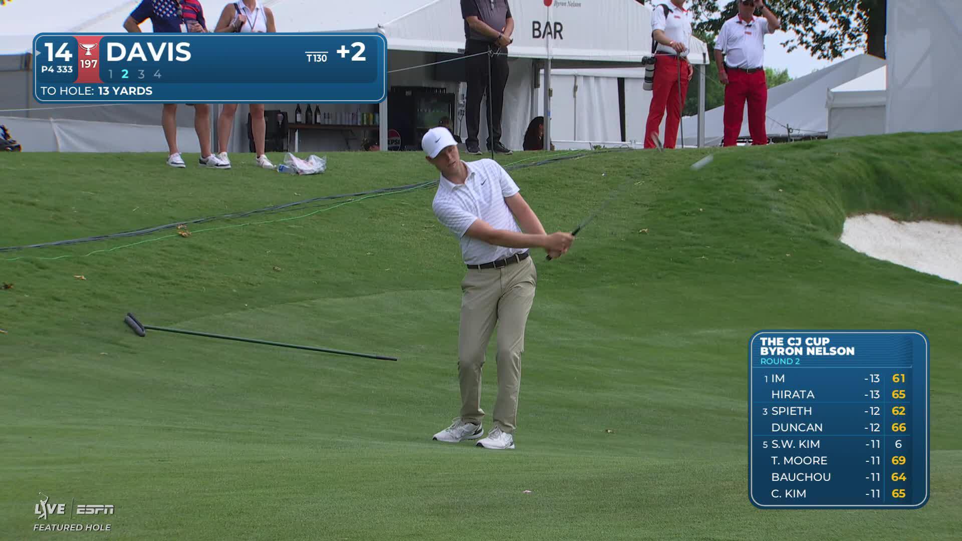 Cam Davis drains 3-foot putt for birdie on No. 14 at THE CJ CUP