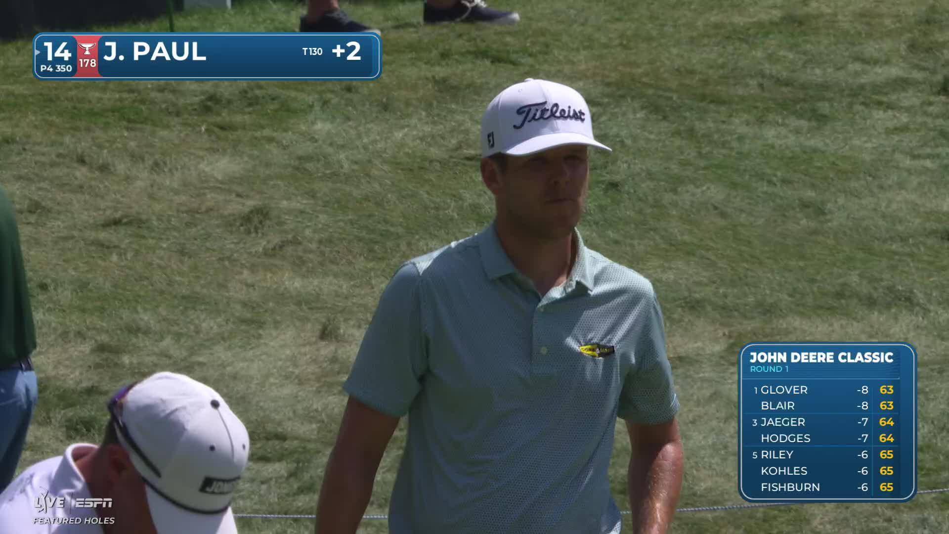 Jeremy Paul sinks 4-foot putt for birdie on No. 14 at John Deere