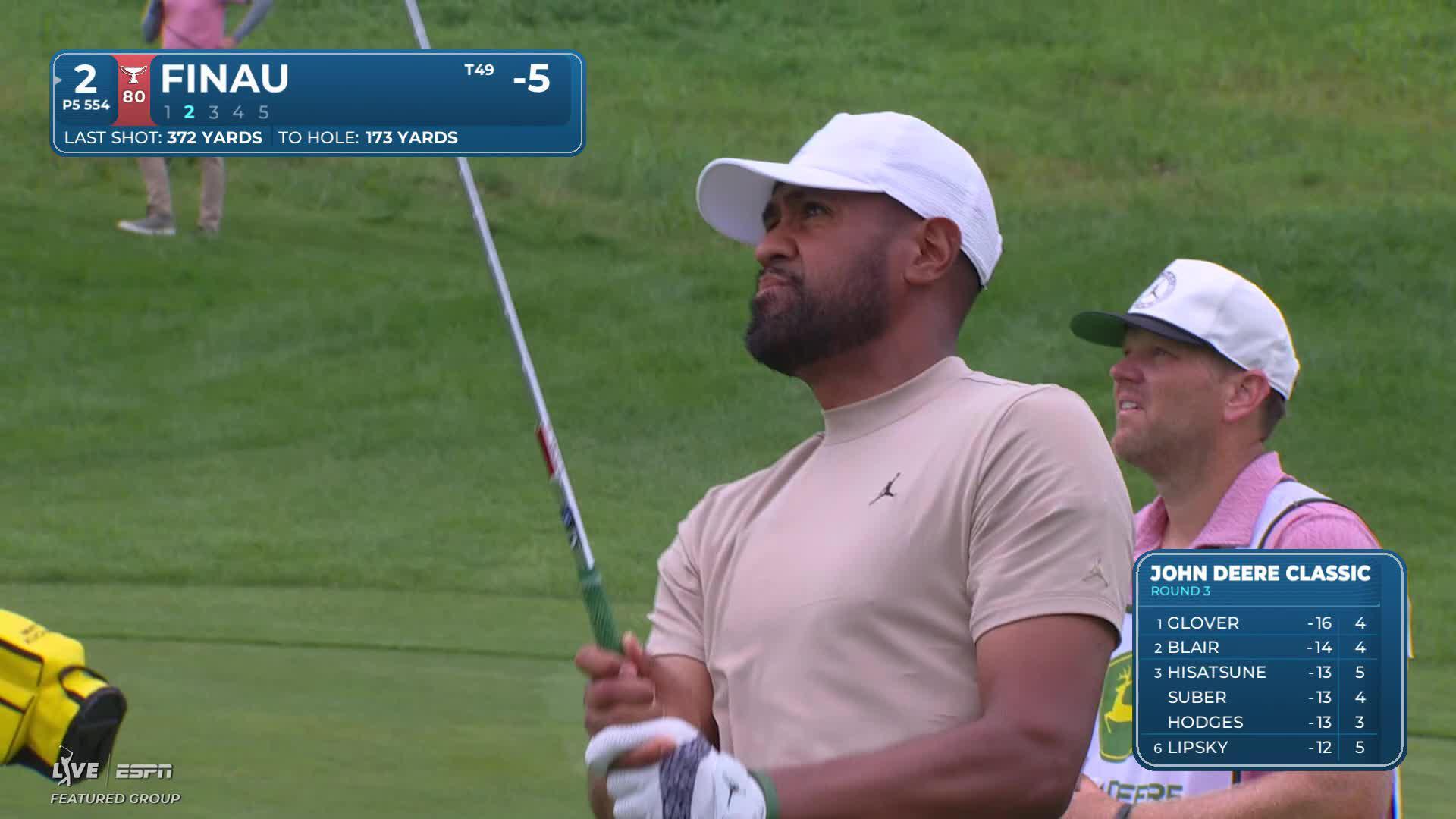 Tony Finau's 177-yard approach sets up birdie on No. 2 at John Deere