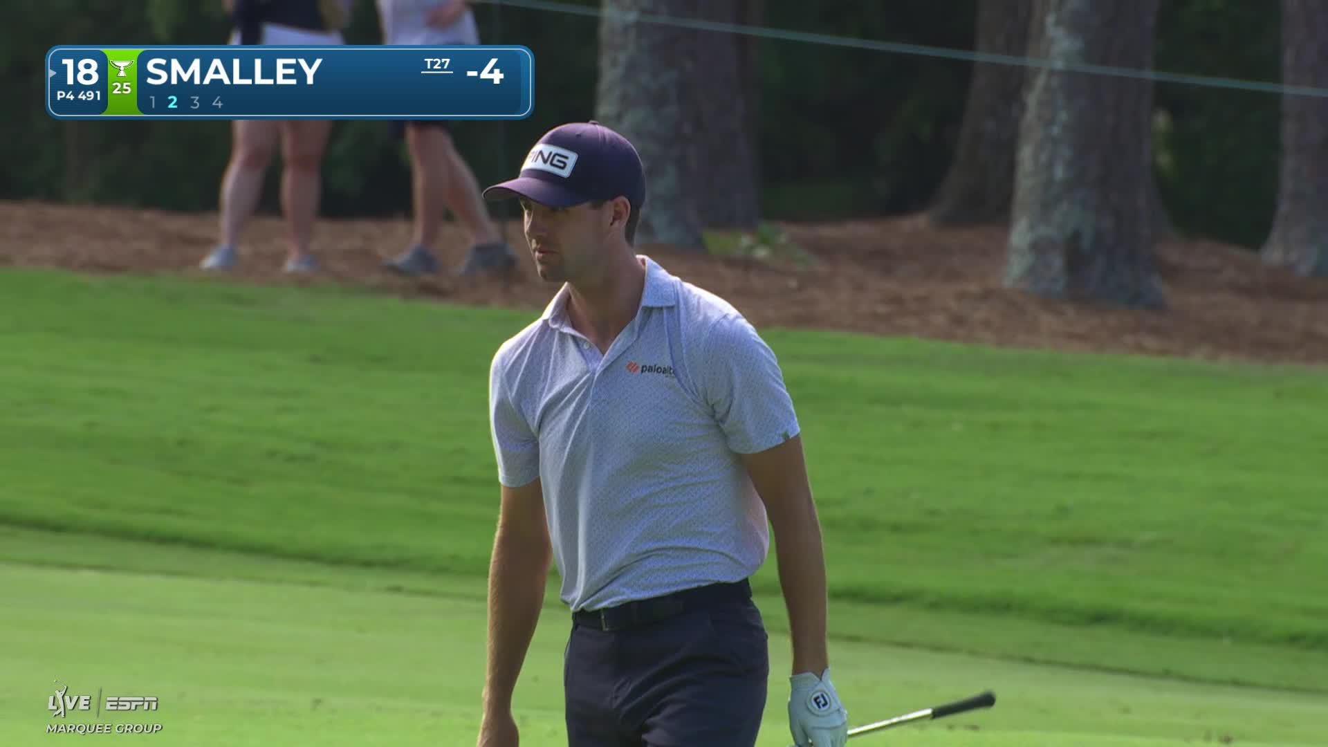 Alex Smalley holes 147-yard approach for eagle on No. 18 at Wyndham