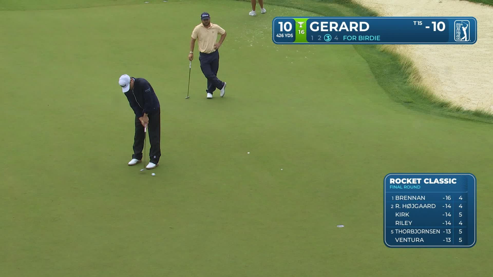 Ryan Gerard sinks 14-foot birdie putt on No. 10 at Rocket Classic