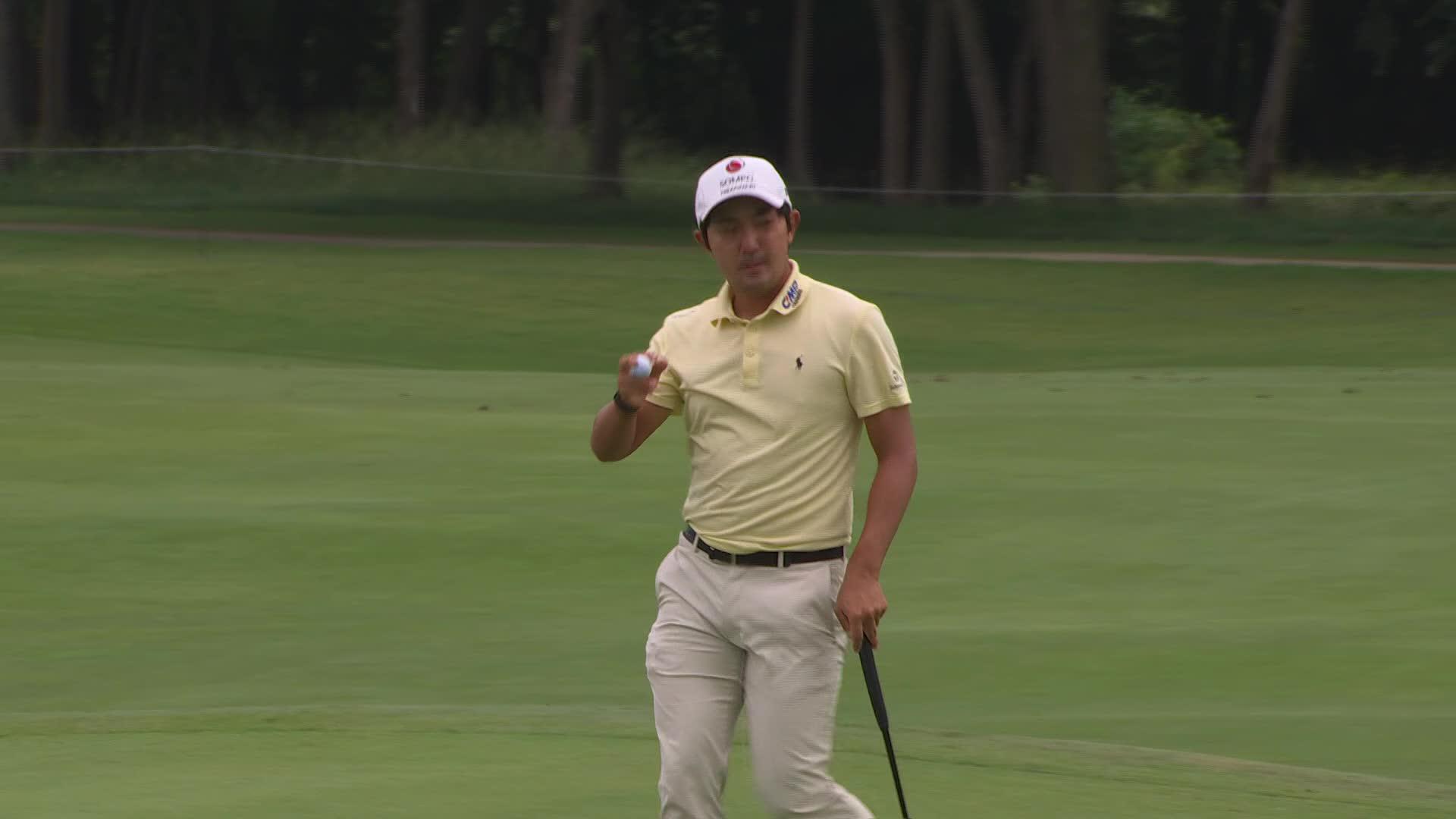 Takumi Kanaya sinks 4-foot birdie putt on No. 5 at THE CJ CUP