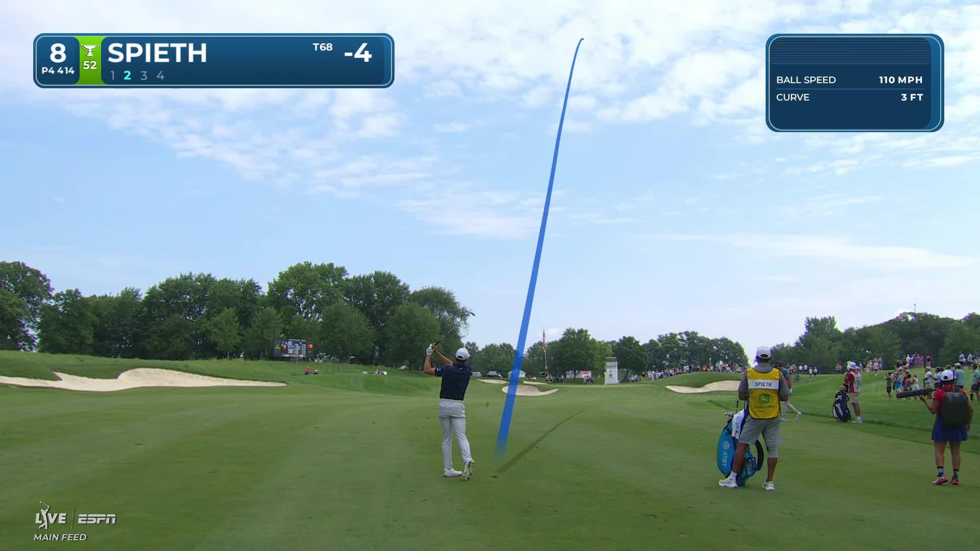 Jordan Spieth's 119-yard approach sets up birdie on No. 8 at John Deere