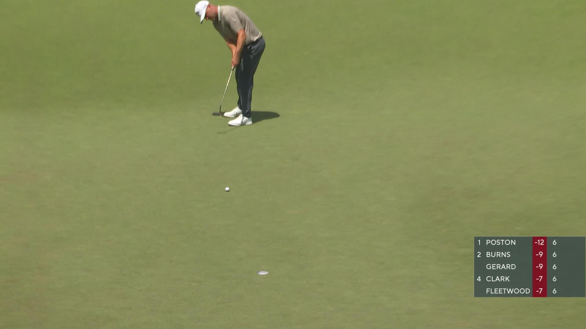 Alex Noren sinks 21-foot birdie putt on No. 8 at the Memorial