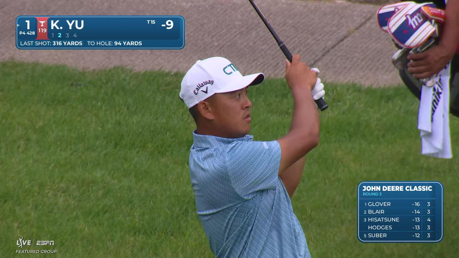 Kevin Yu sinks 20-foot birdie putt on No. 1 at John Deere