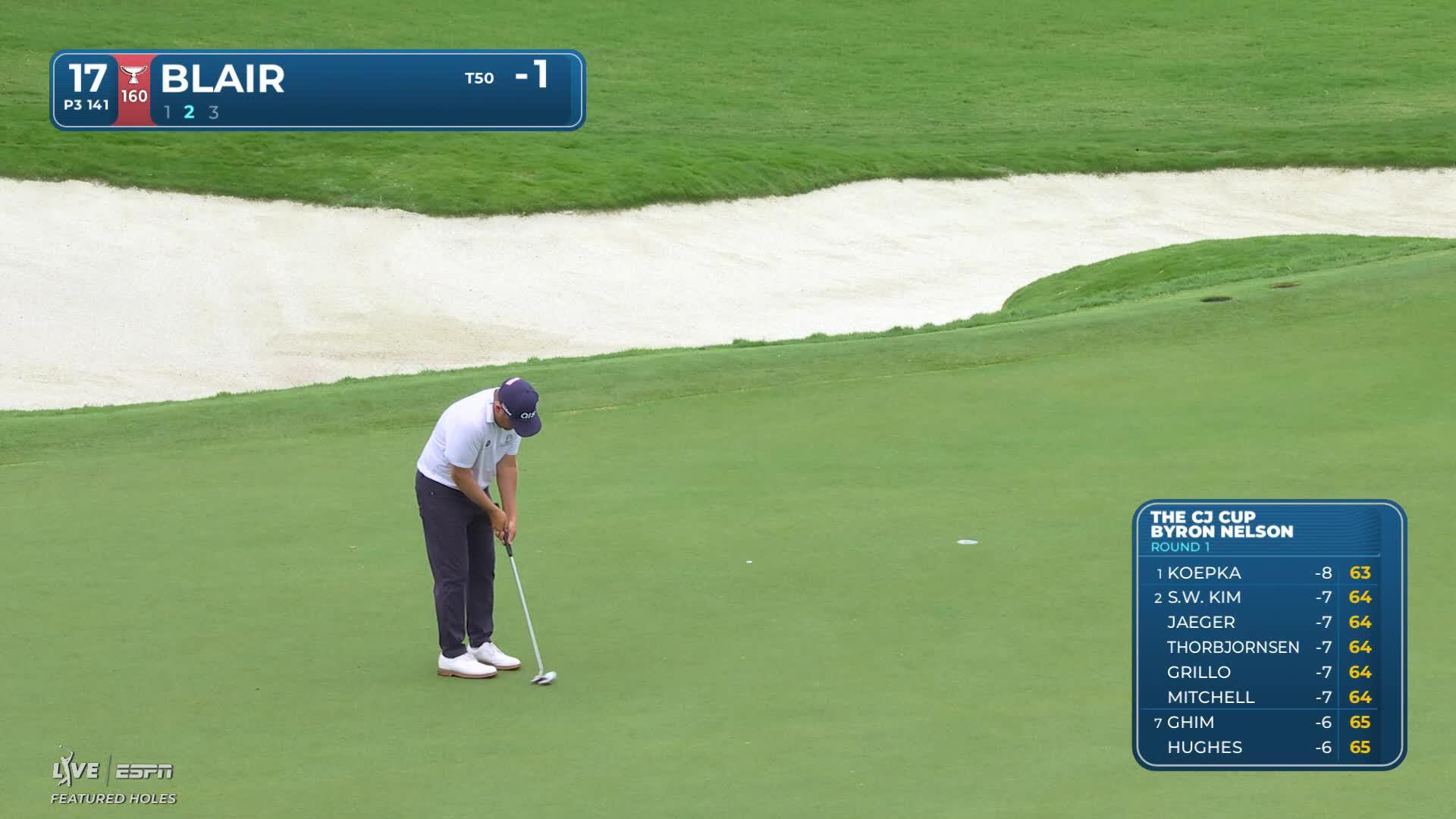 Zac Blair makes birdie on No. 17 at THE CJ CUP