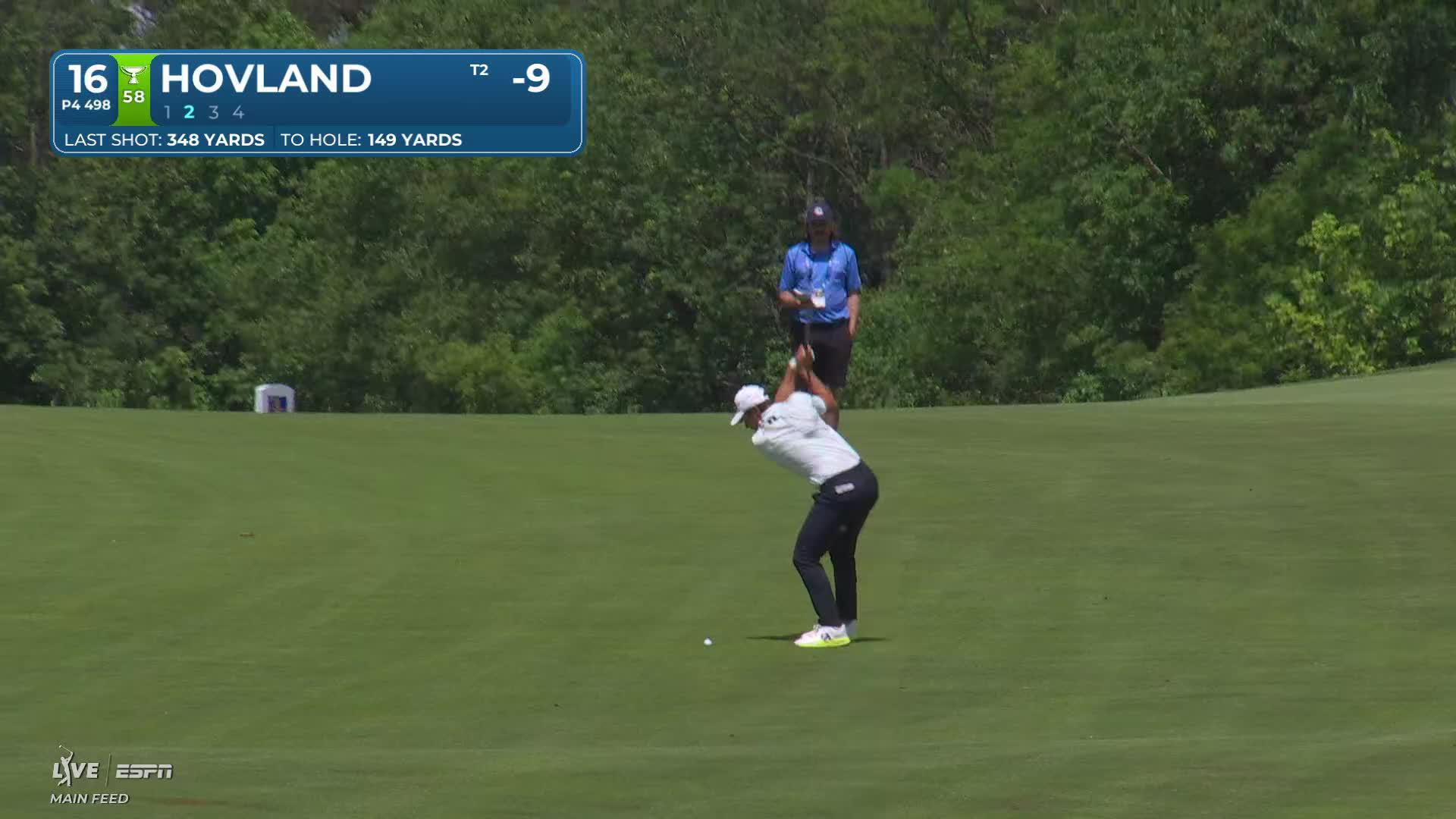 Viktor Hovland's 148-yard approach sets up birdie on No. 16 at RBC Canadian