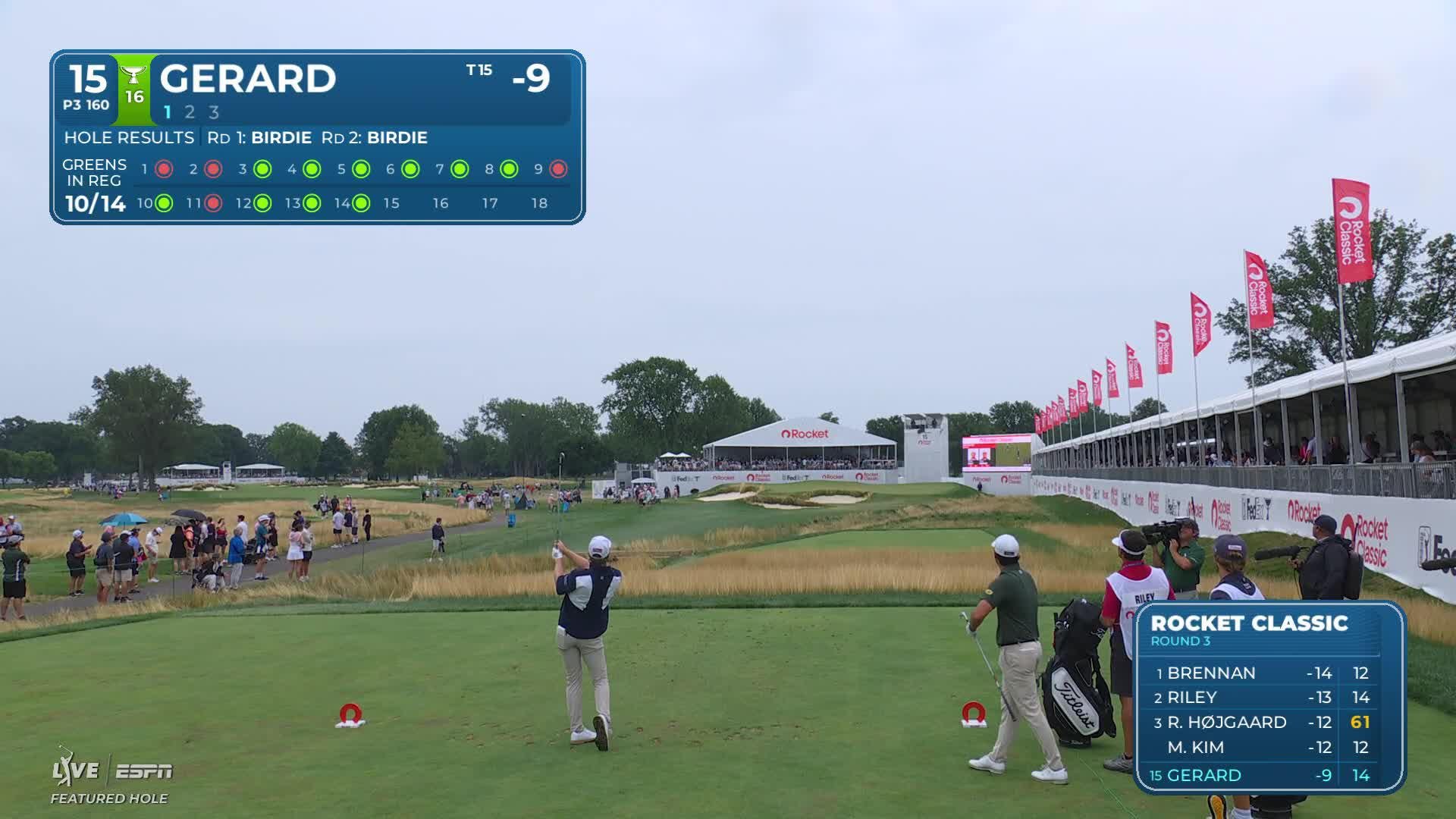 Ryan Gerard hits tee shot to 13 feet, sets up birdie on No. 15 at Rocket Classic