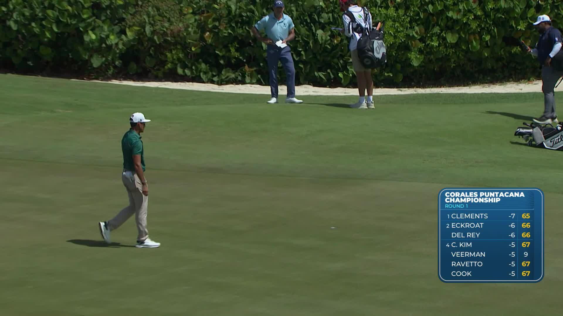 Rafa Cabrera Bello sinks 10-foot birdie putt on No. 16 at Corales Puntacana