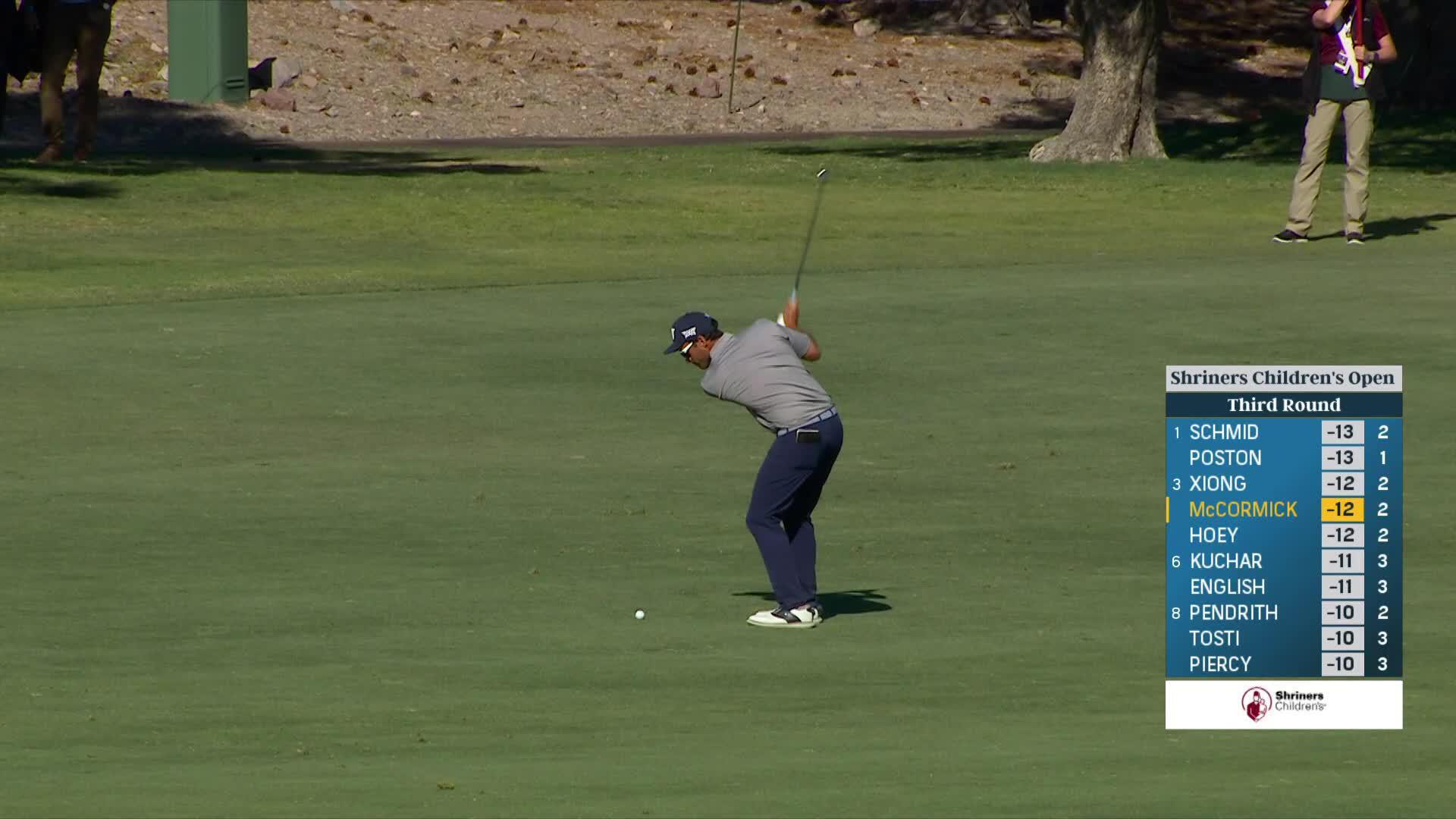 Ryan McCormick sinks a 23-foot birdie putt on No. 3 at Shriners Children's Open