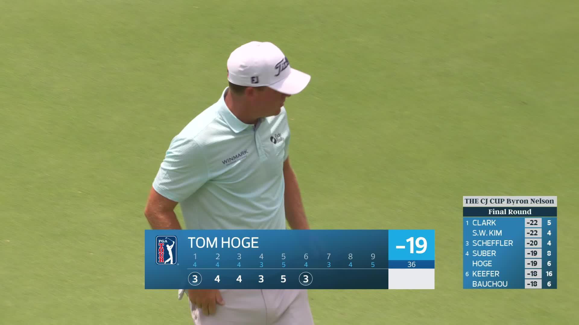 Tom Hoge sinks 10-foot birdie putt on No. 6 at THE CJ CUP