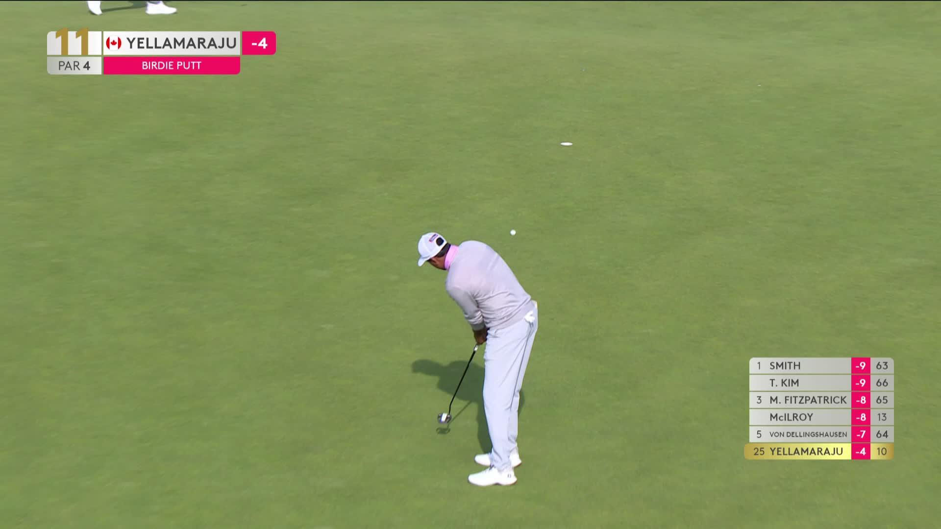 Sudarshan Yellamaraju sinks 38-foot birdie putt on No. 11 at Genesis Scottish Open