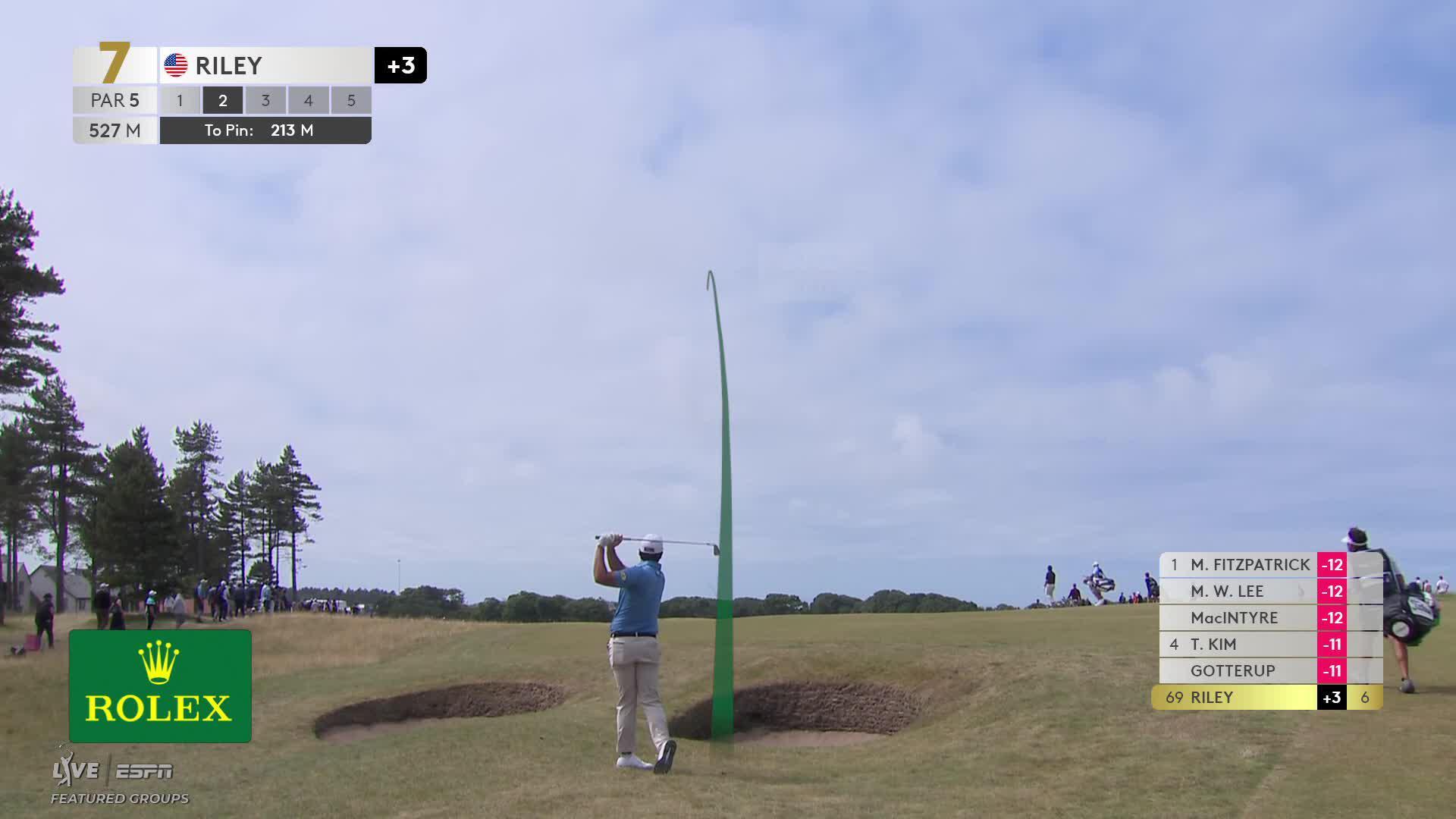 Davis Riley drains 9-foot birdie putt on No. 7 at Genesis Scottish Open