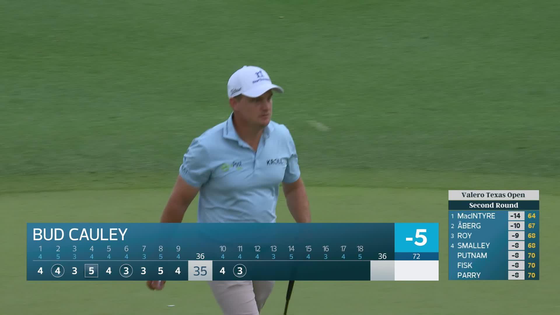 Bud Cauley drains 21-foot birdie putt on No. 11 at Valero