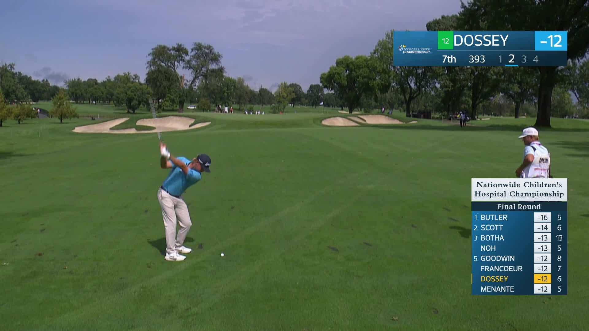 Cooper Dossey sinks a 22-foot birdie putt on No. 7 at Nationwide Children's