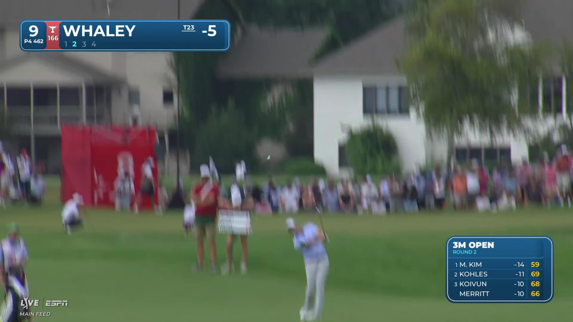 Vince Whaley's 164-yard approach sets up birdie on No. 9 at 3M Open