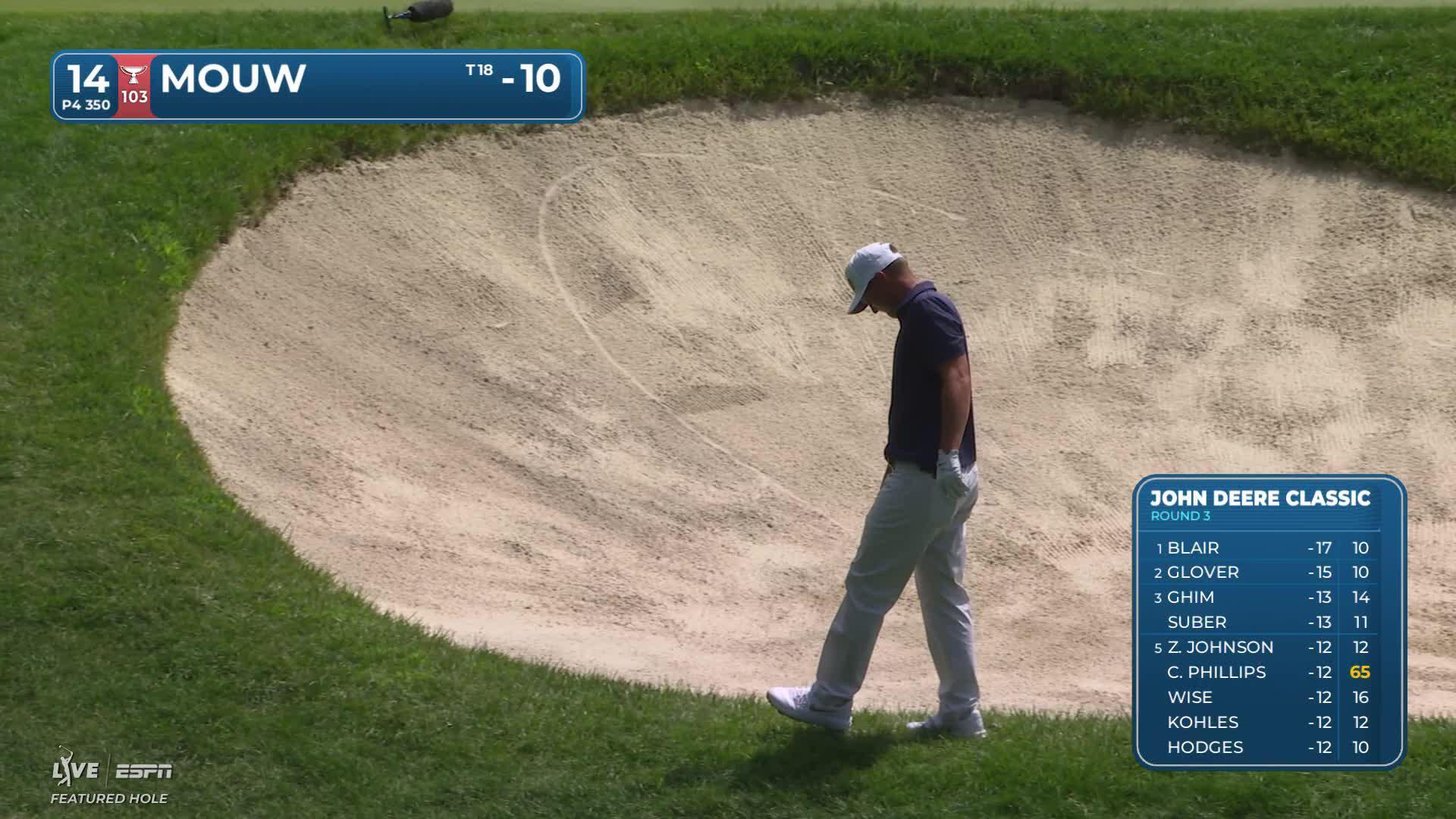 William Mouw gets up-and-down from 69 feet for birdie on No. 14 at John Deere