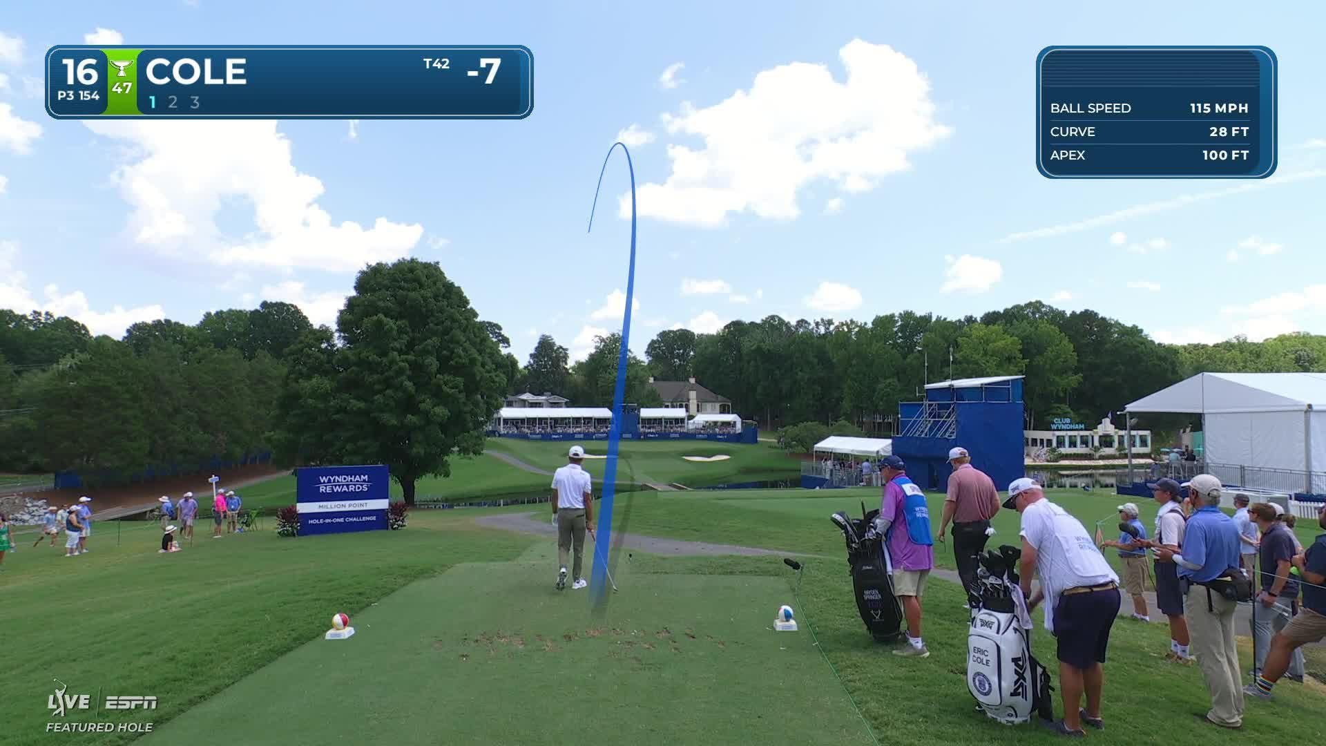 Eric Cole holes 37-foot shot for birdie on No. 16 at Wyndham