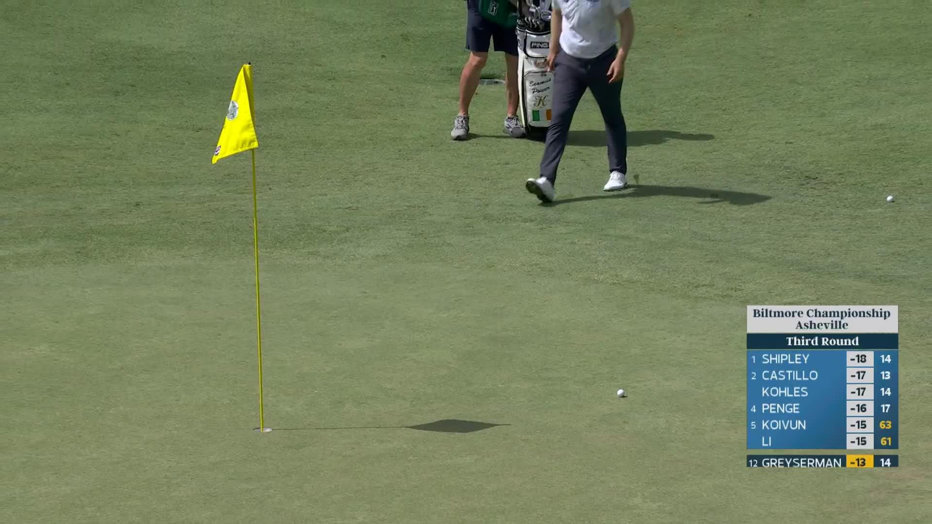 Max Greyserman sinks 7-foot birdie putt on No. 15 at Biltmore Championship