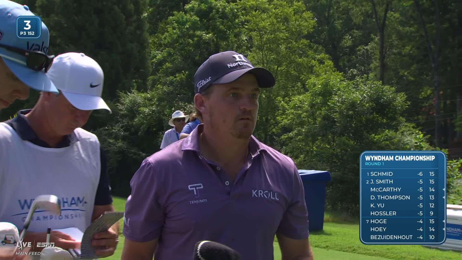 Bud Cauley sinks 35-foot birdie putt on No. 3 at Wyndham