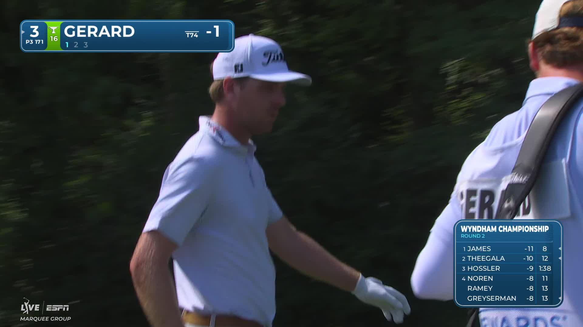 Ryan Gerard hits tee shot to 9 feet, sets up birdie on No. 3 at Wyndham