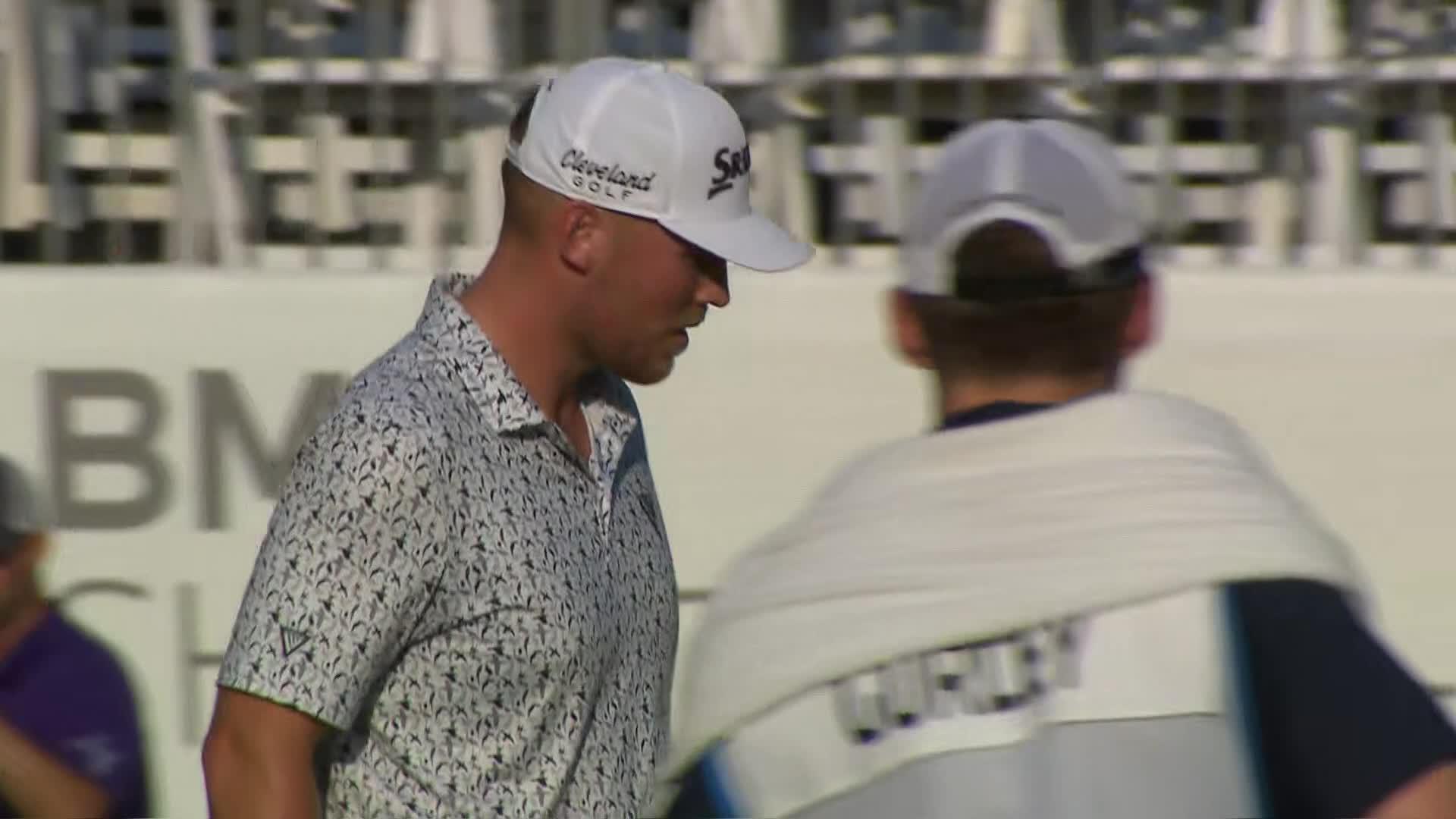 Ian Holt makes birdie putt on No. 18 at BMW Charity Pro-Am