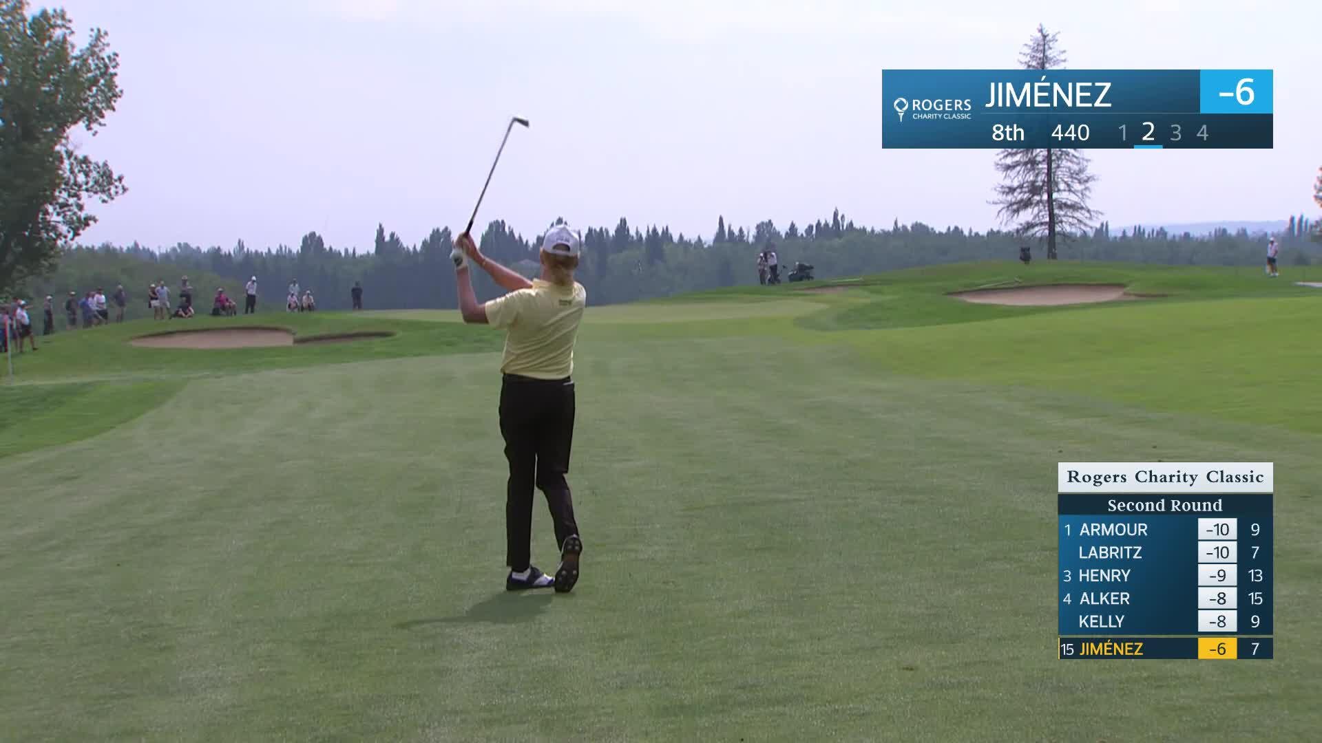 Miguel Angel Jiménez makes birdie on No. 8 at Rogers Charity Classic