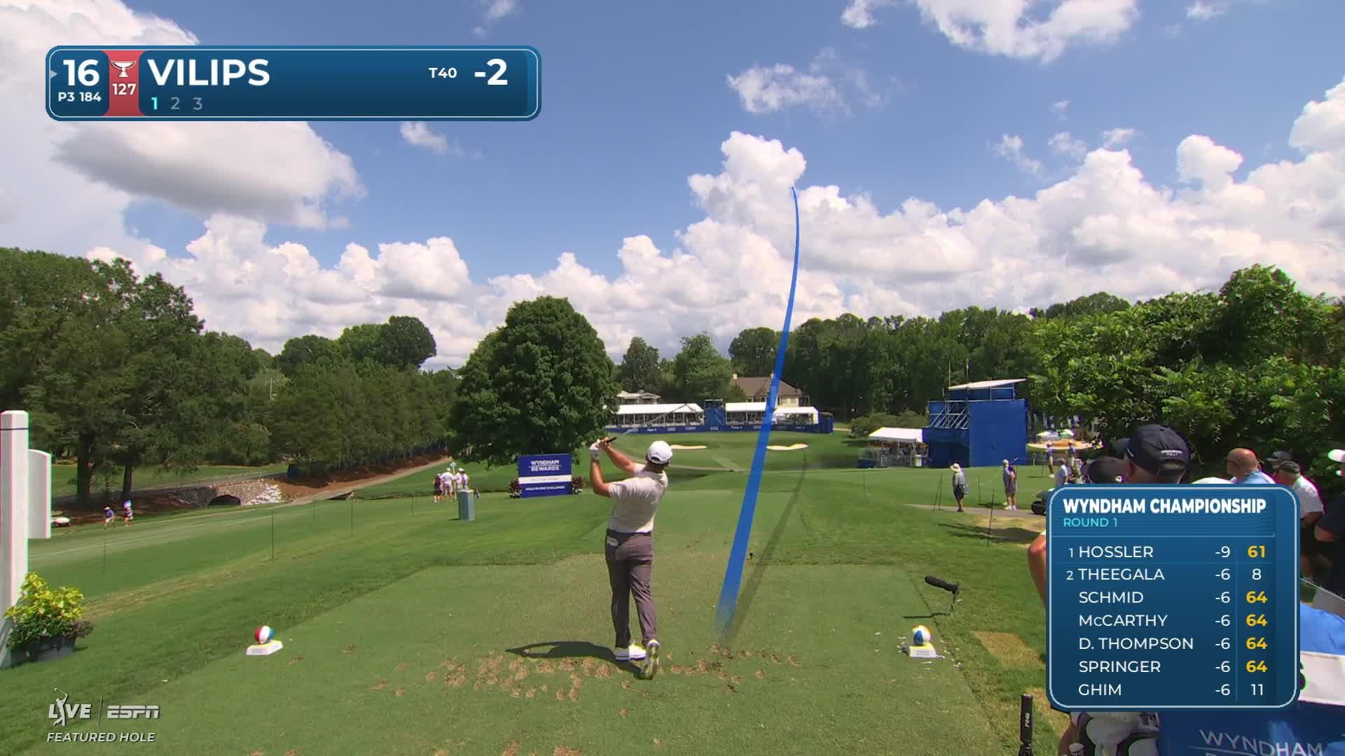 Karl Vilips hits tee shot to 4 feet, sets up birdie on No. 16 at Wyndham