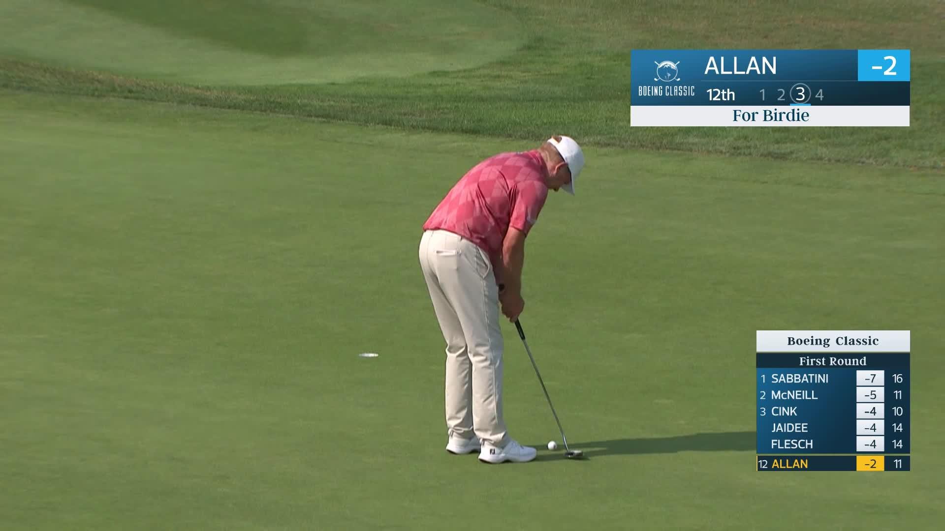 Steve Allan makes birdie on No. 12 at Boeing Classic