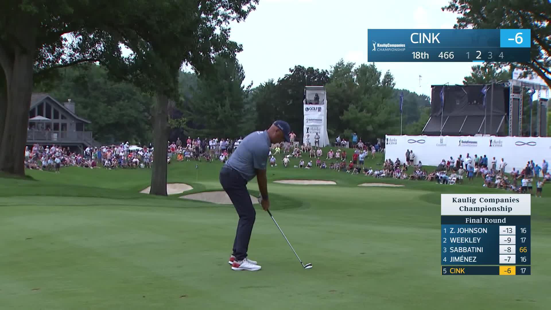 Stewart Cink makes birdie on No. 18 at Kaulig Companies Championship