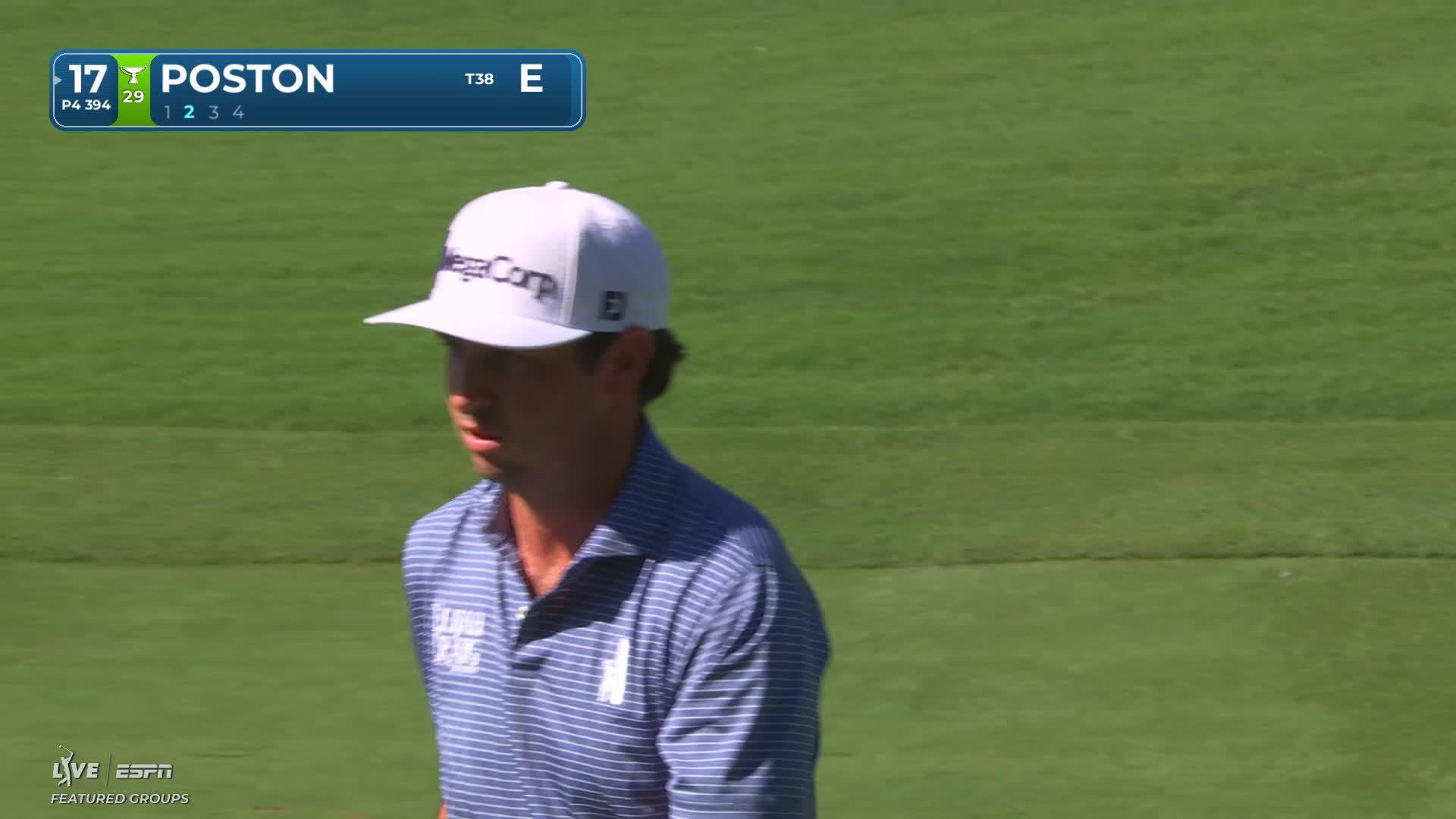 J.T. Poston's 124-yard approach sets up birdie on No. 17 at Wyndham