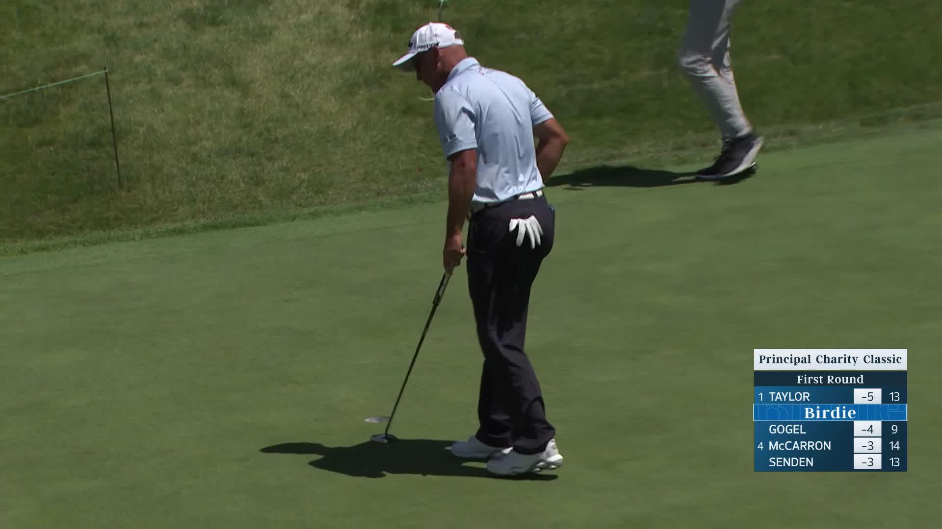Cameron Percy makes birdie on No. 11 at Principal Charity Classic