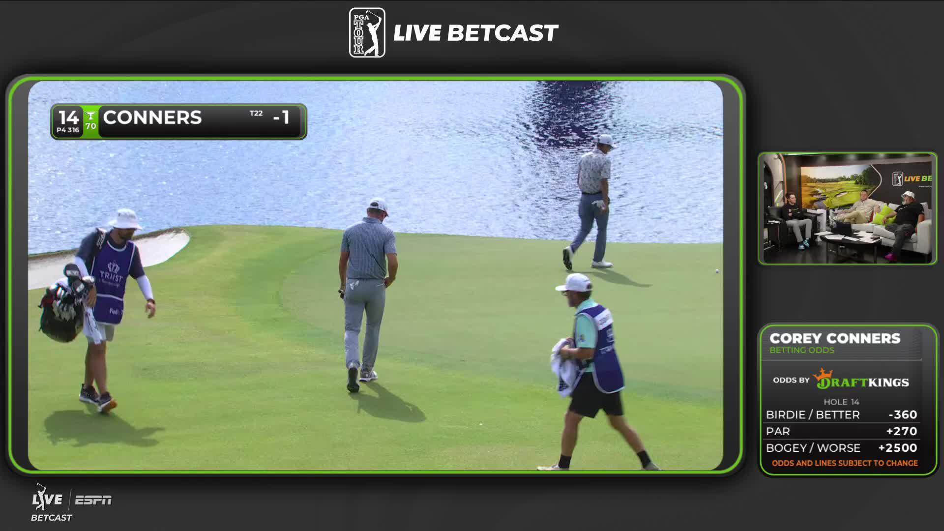 Corey Conners gets up-and-down from 39 feet for birdie on No. 14 at Truist Championship