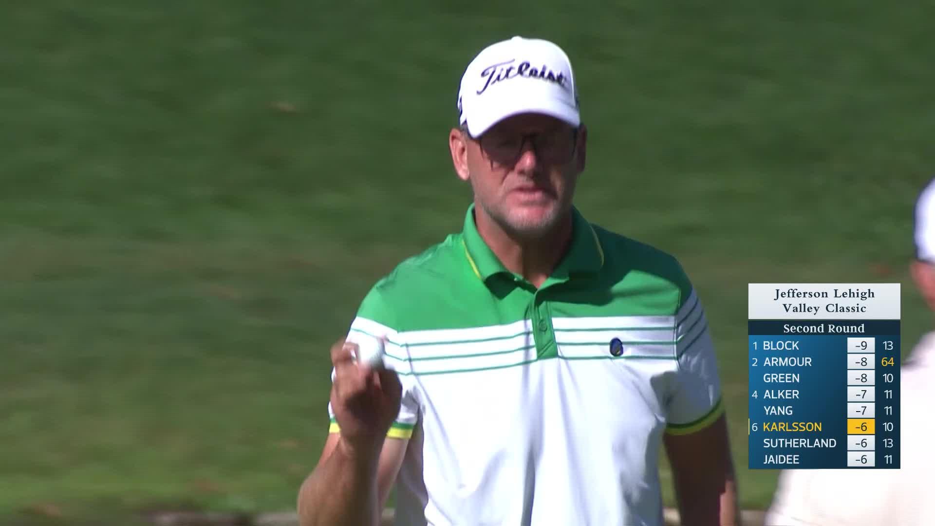 Robert Karlsson makes birdie on No. 11 at Jefferson Lehigh Valley Classic