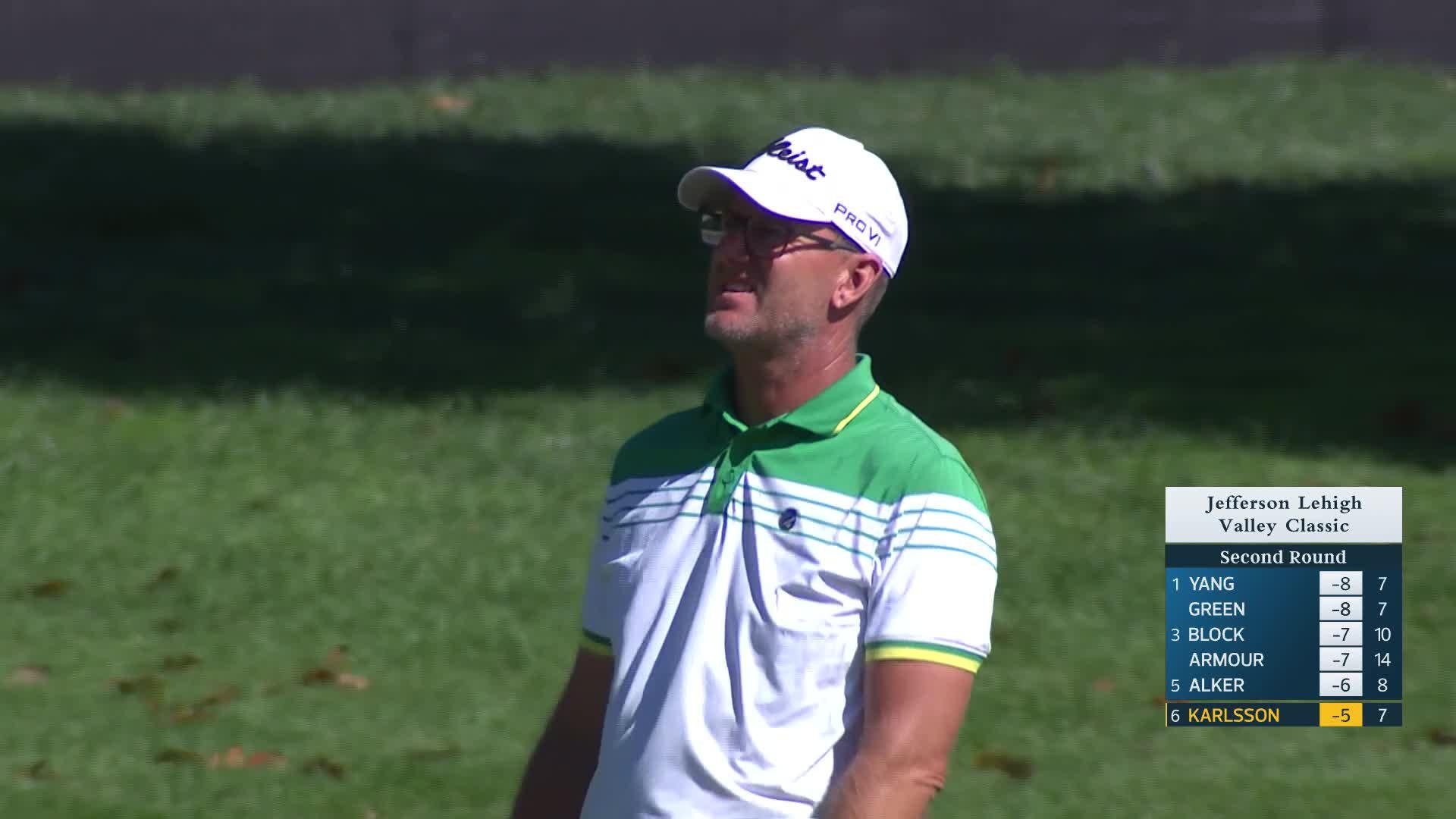 Robert Karlsson makes birdie on No. 8 at Jefferson Lehigh Valley Classic