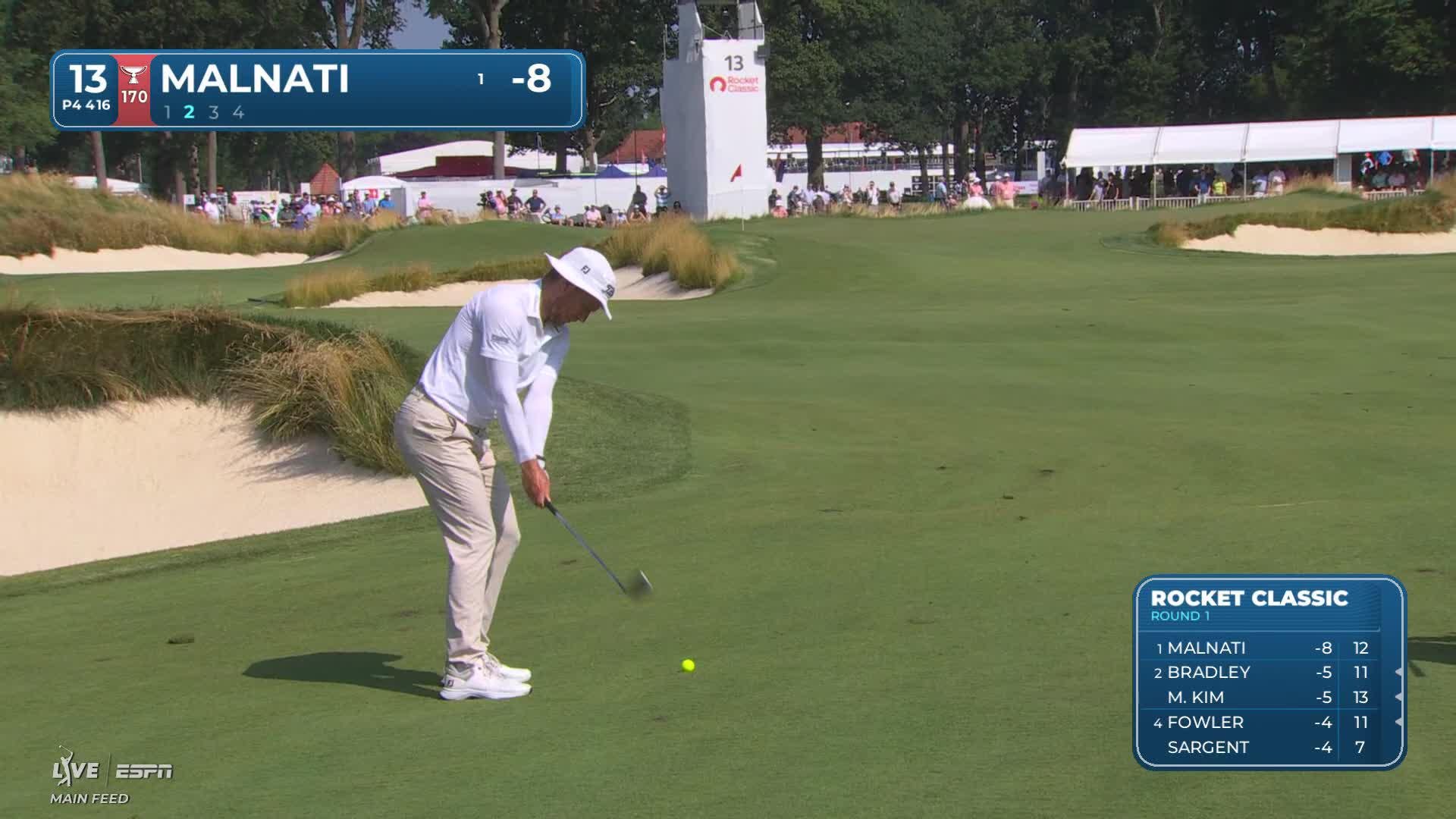 Peter Malnati gets up-and-down from 108 yards for birdie on No. 13 at Rocket Classic