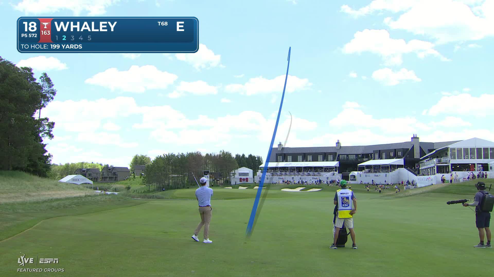 Vince Whaley drains 3-foot putt for birdie on No. 18 at RBC Canadian