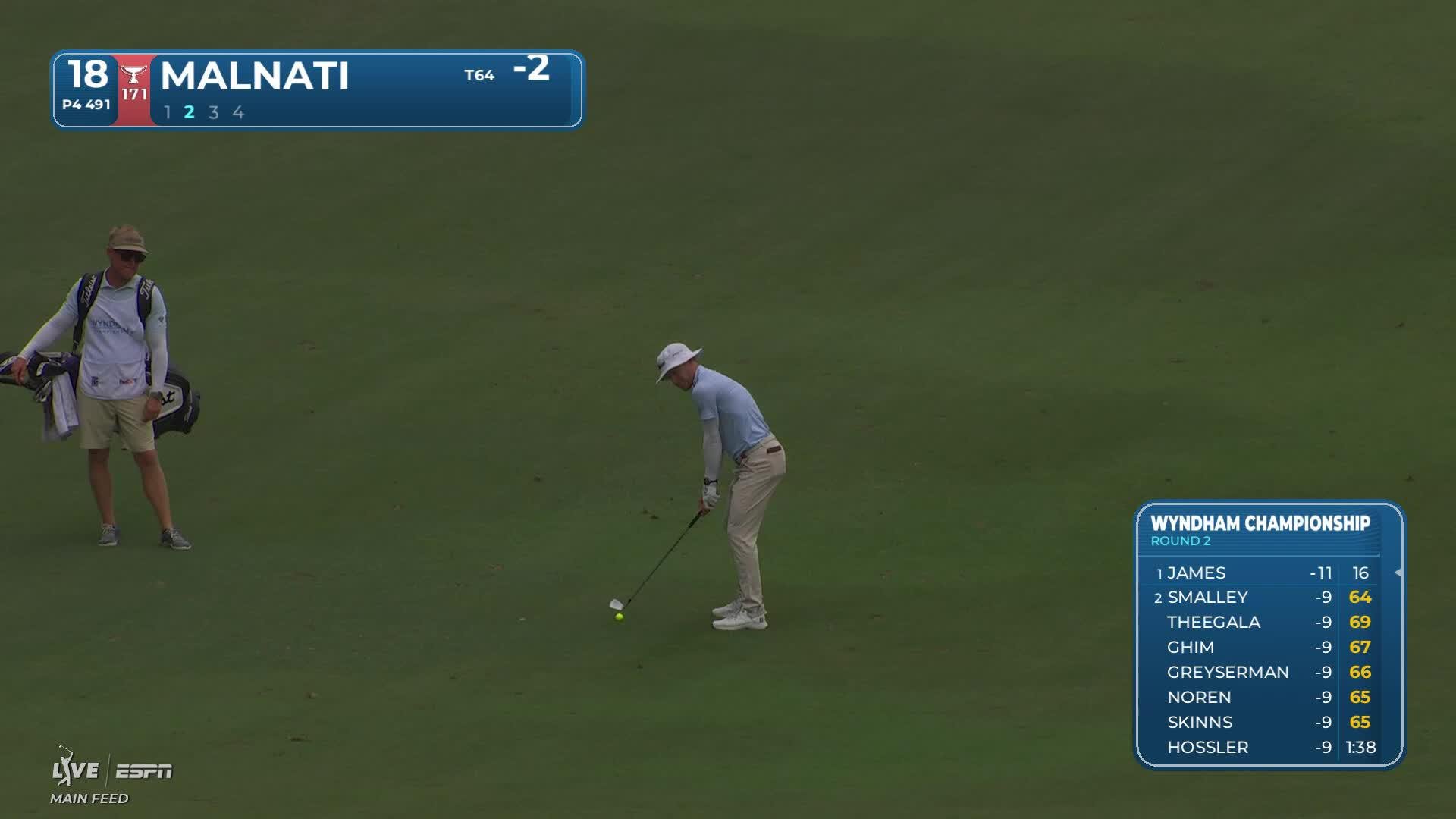 Peter Malnati's 142-yard approach sets up birdie on No. 18 at Wyndham