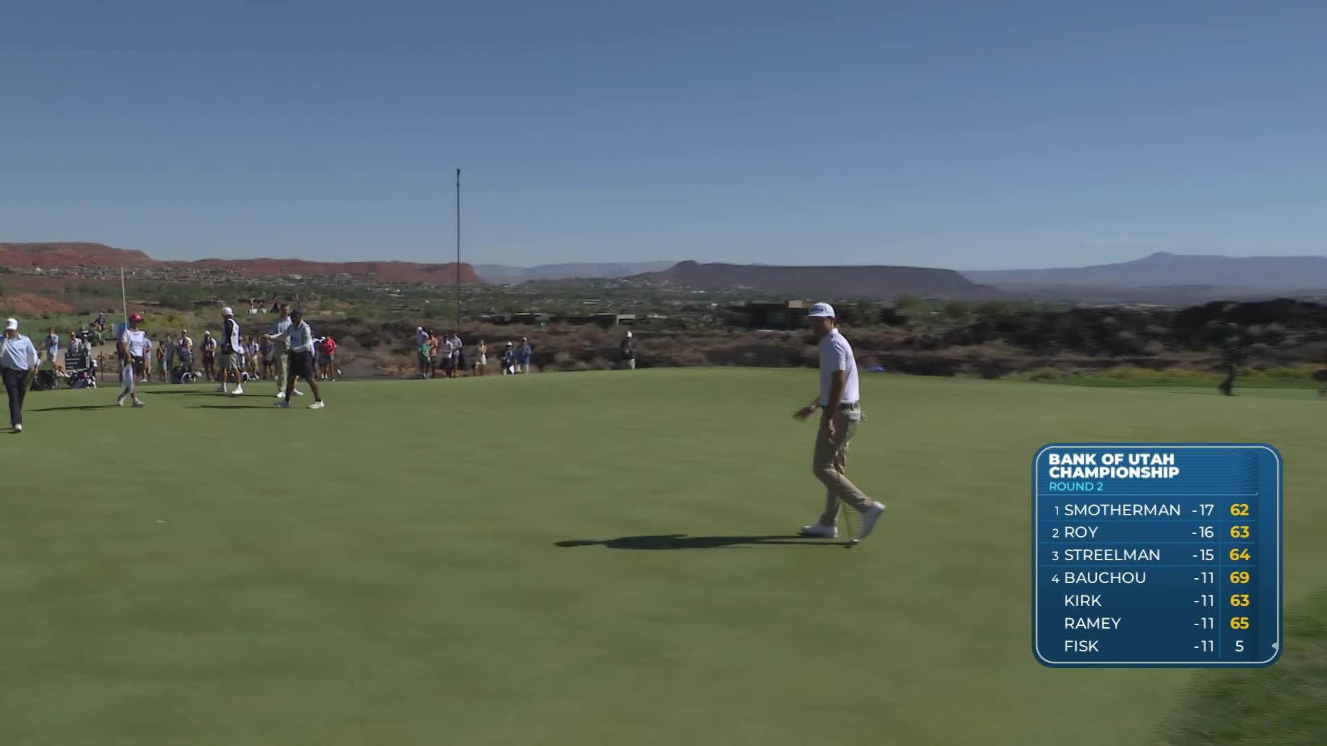 Jackson Suber sinks 22-foot birdie putt on No. 8 at Bank of Utah