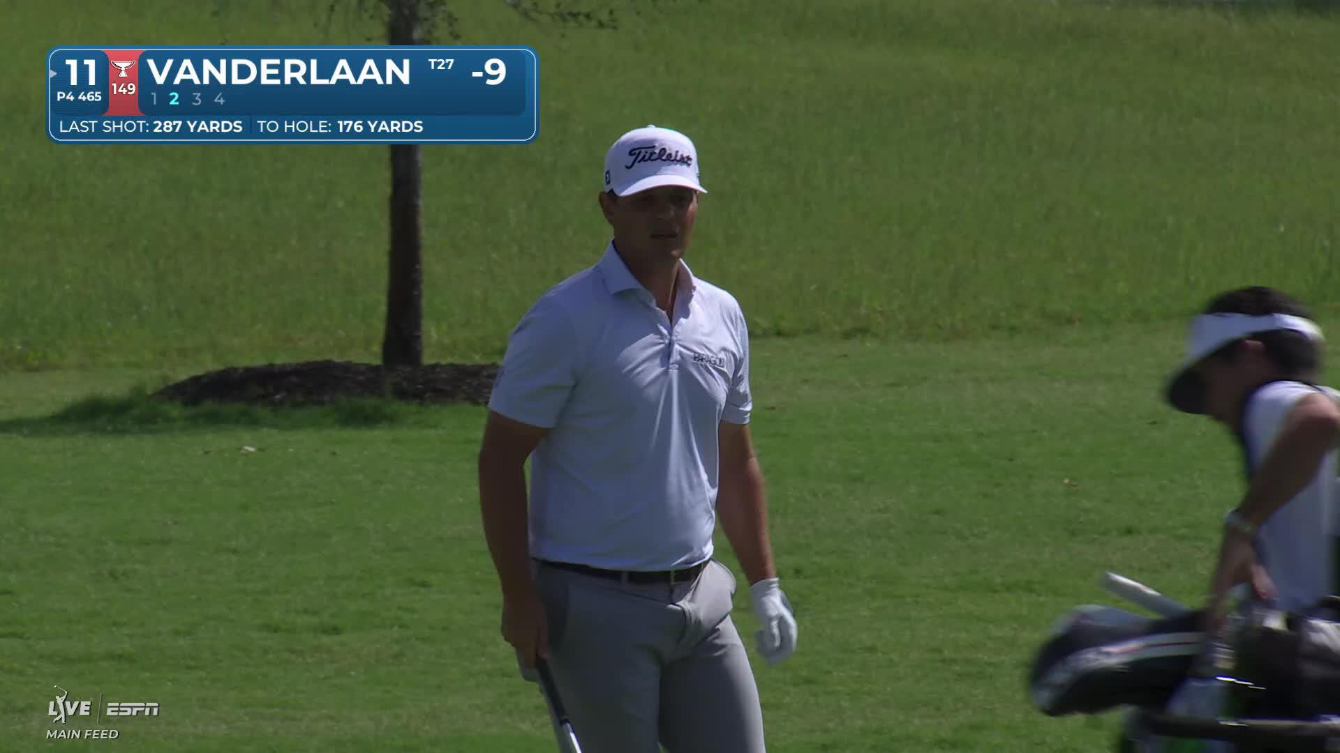 John VanDerLaan gets up-and-down from 177 yards for birdie on No. 11 at THE CJ CUP