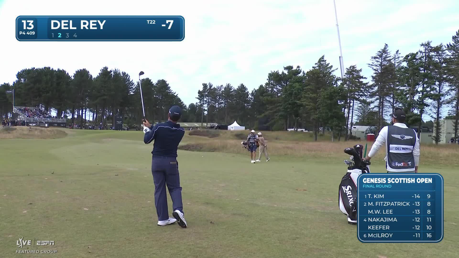 Alejandro Del Rey's 114-yard approach sets up birdie on No. 13 at Genesis Scottish Open